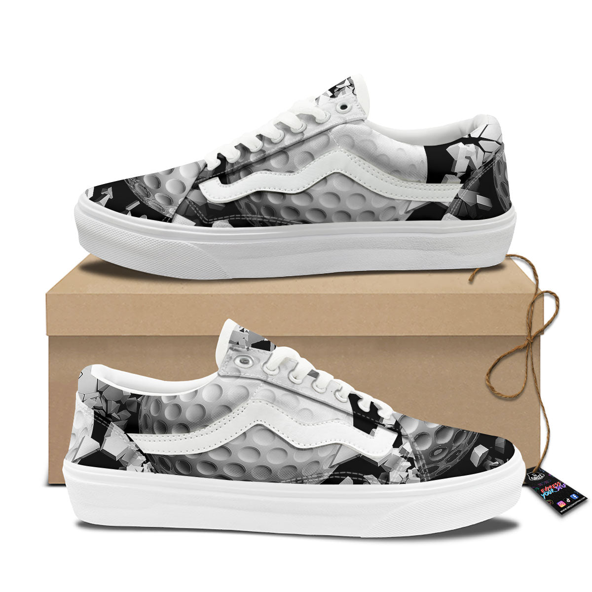 Breaking Wall Golf Ball Print Skate Shoes-grizzshop
