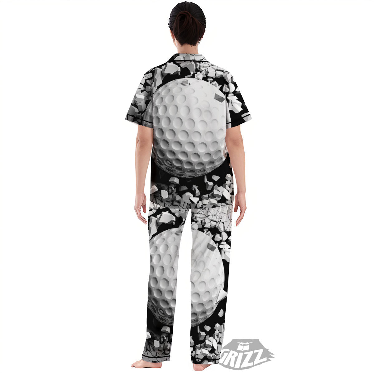 Breaking Wall Golf Ball Print Women's Pajamas Set-grizzshop
