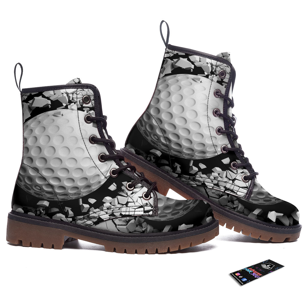 Breaking Wall Golf Ball Print Work Boots-grizzshop