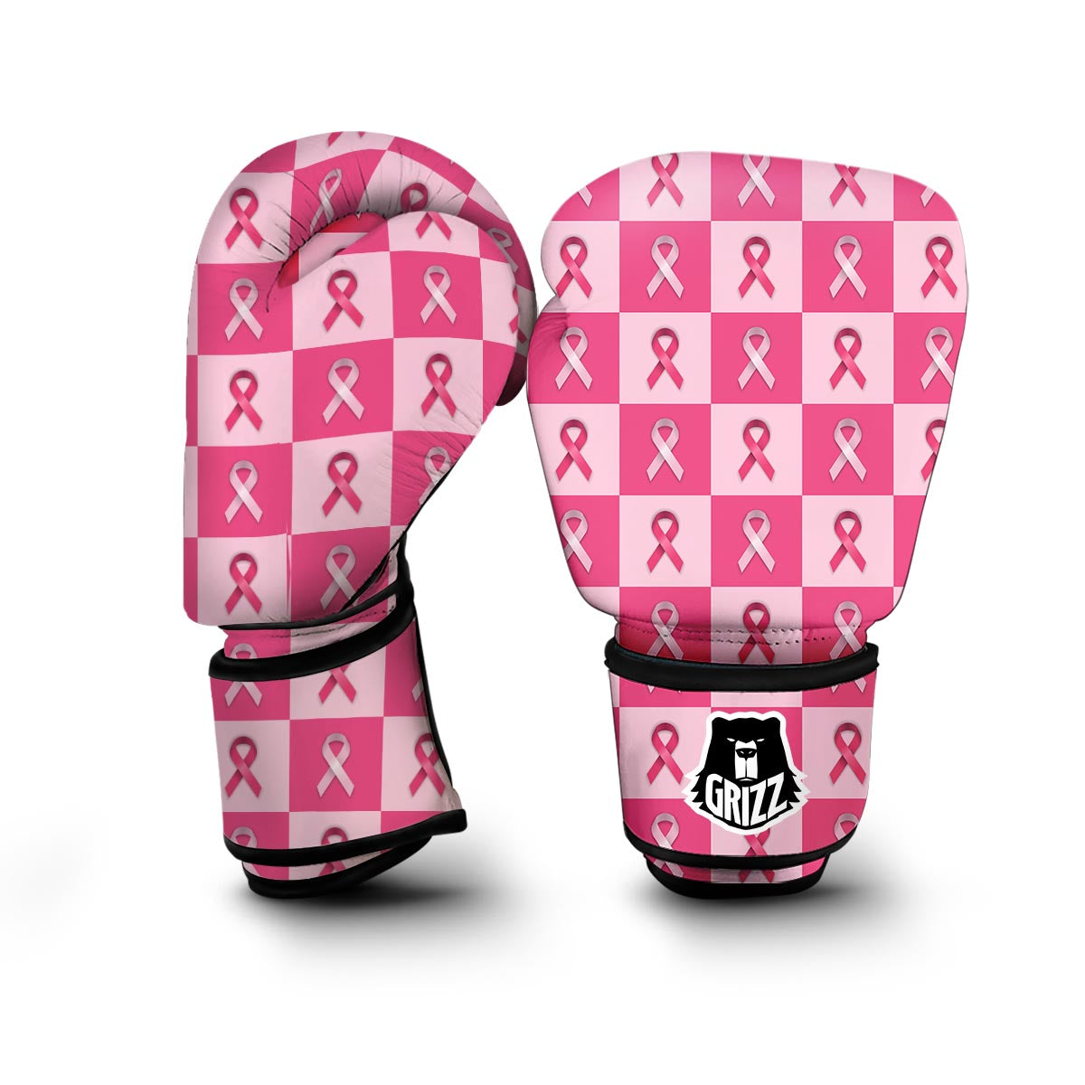 Breast Cancer Awareness Pink Ribbon Pattern Print Boxing Gloves-grizzshop