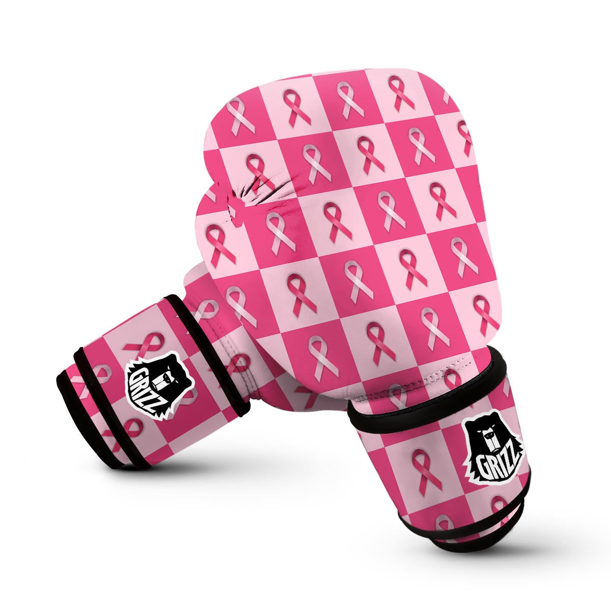 Breast Cancer Awareness Pink Ribbon Pattern Print Boxing Gloves-grizzshop