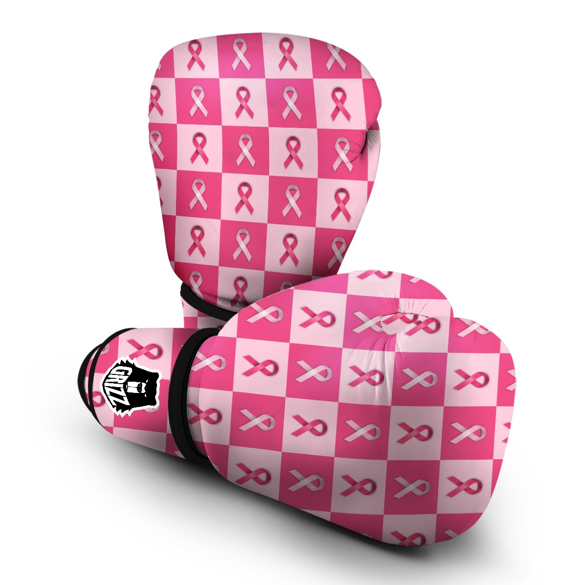 Breast Cancer Awareness Pink Ribbon Pattern Print Boxing Gloves-grizzshop