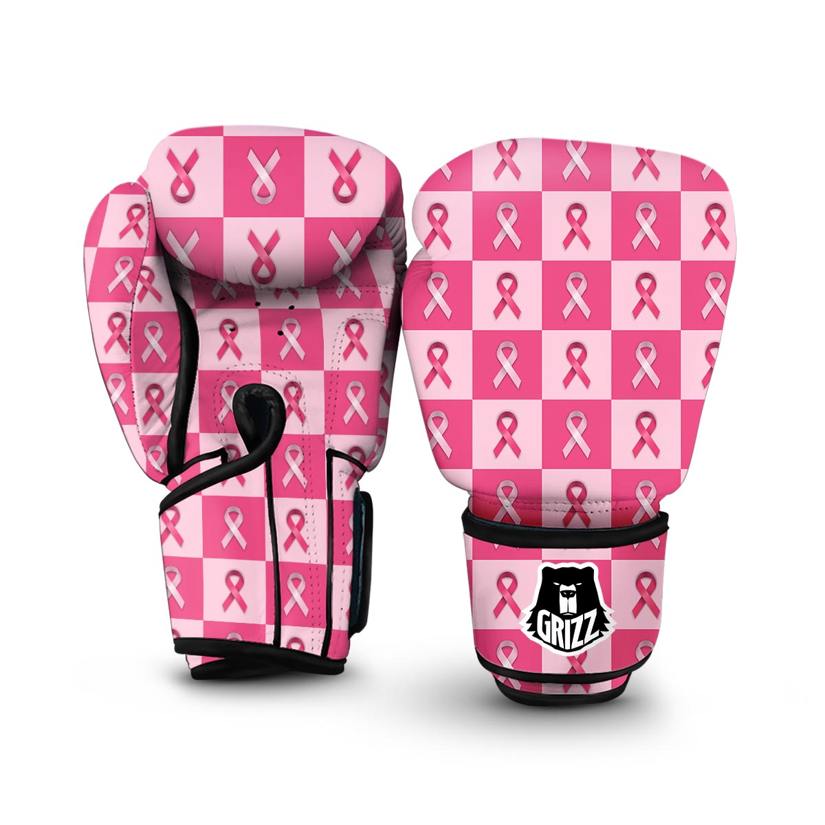 Breast Cancer Awareness Pink Ribbon Pattern Print Boxing Gloves-grizzshop