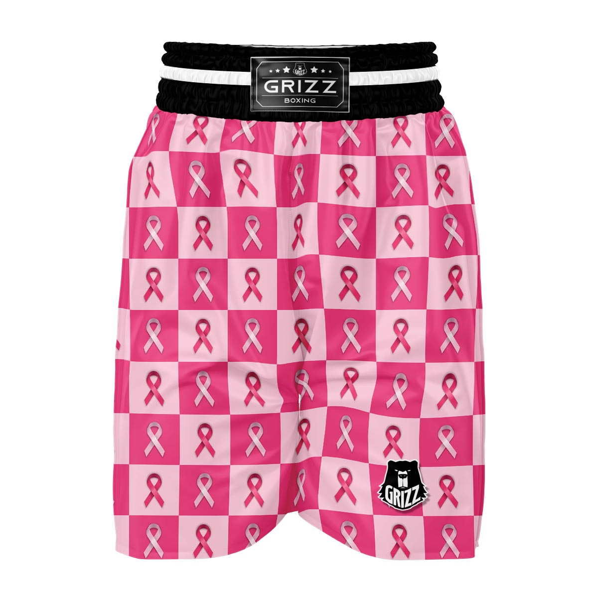 Breast Cancer Awareness Pink Ribbon Pattern Print Boxing Shorts-grizzshop