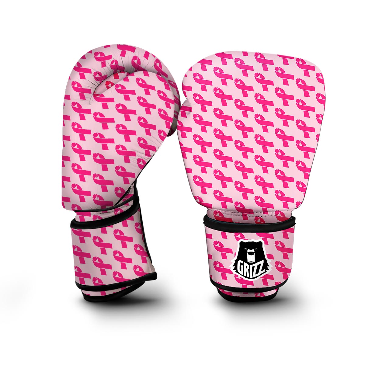 Breast Cancer Awareness Pink Ribbon Print Pattern Boxing Gloves-grizzshop