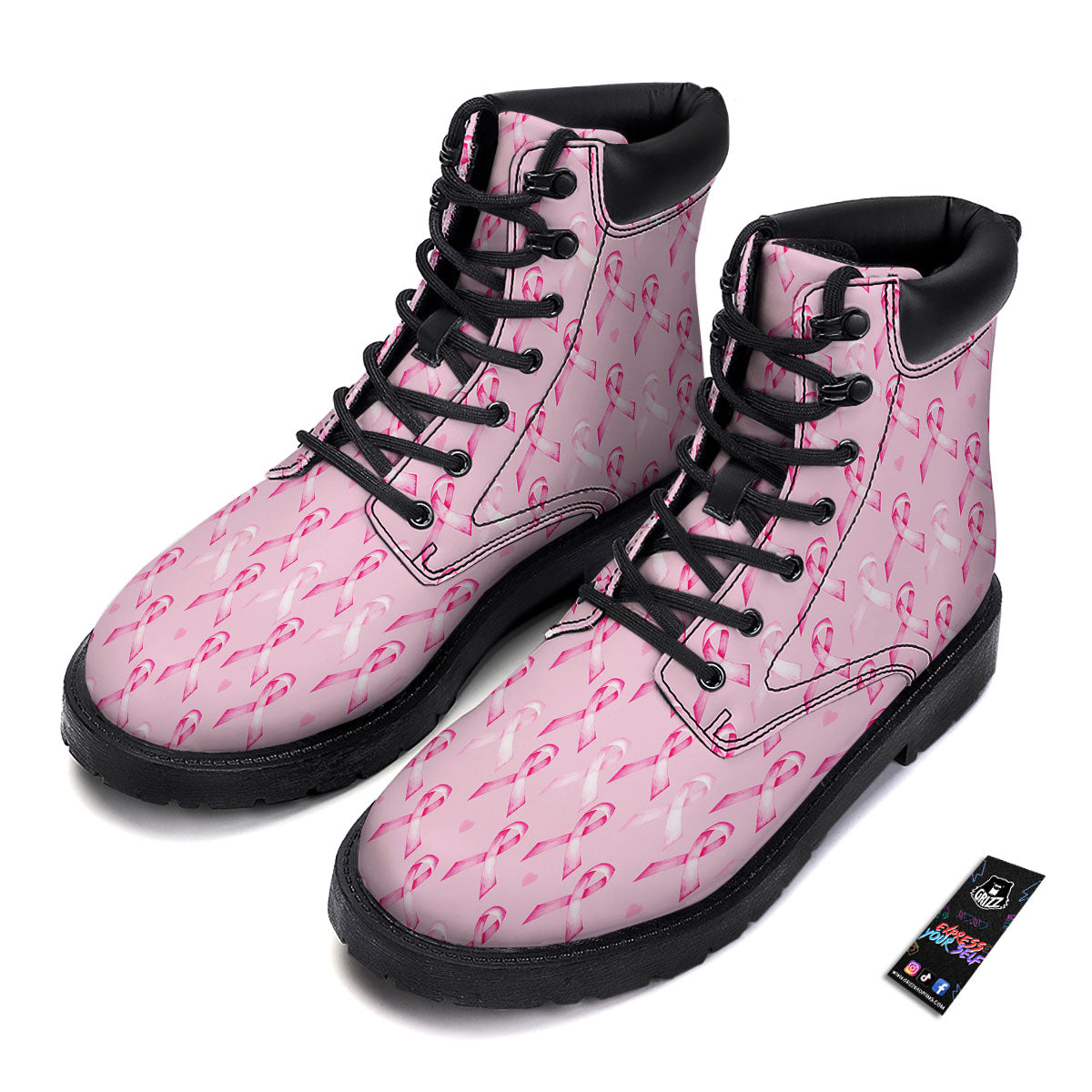 Breast Cancer Awareness Print Pattern Boots-grizzshop