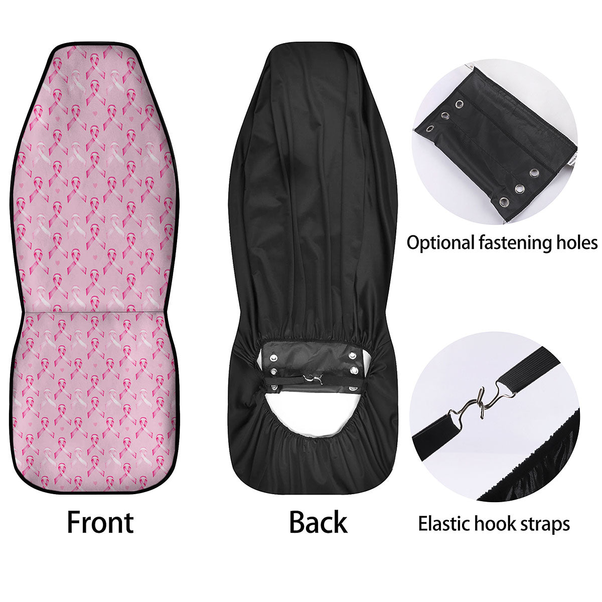 Breast Cancer Awareness Print Pattern Car Seat Covers-grizzshop