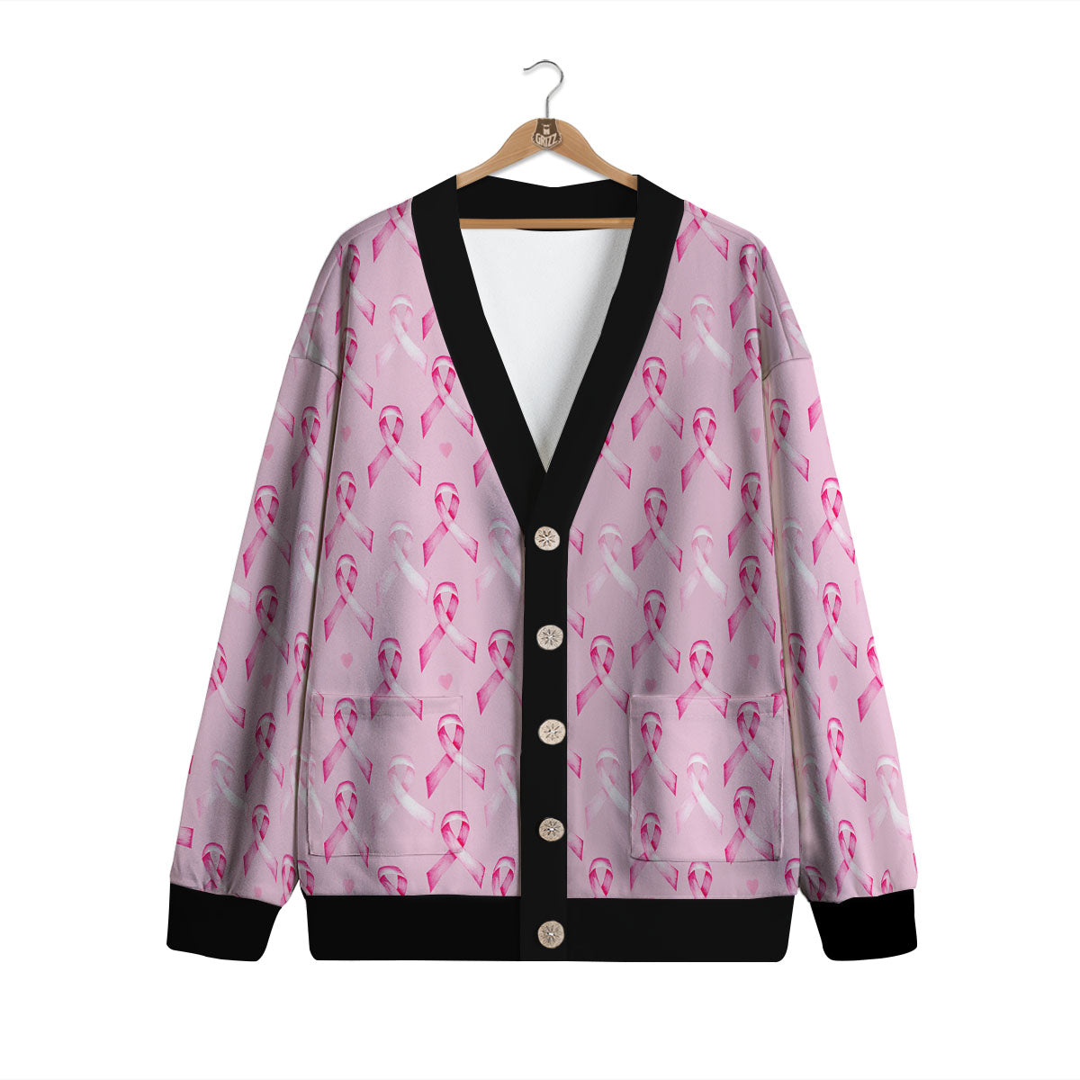 Breast Cancer Awareness Print Pattern Cardigan-grizzshop