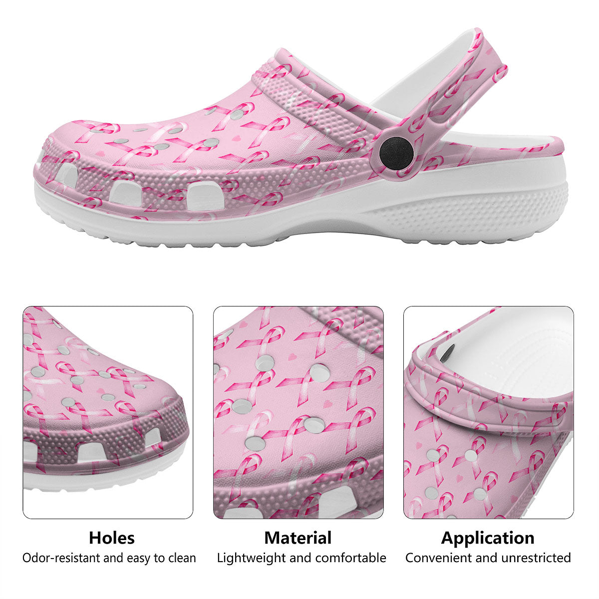 Breast Cancer Awareness Print Pattern Clog-grizzshop