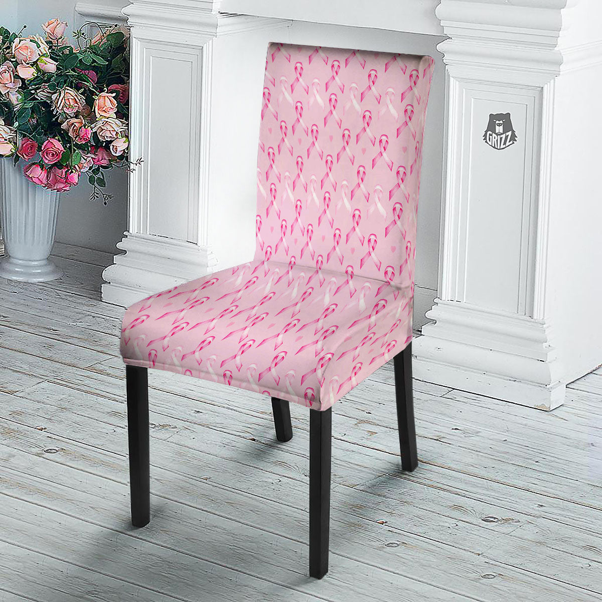 Breast Cancer Awareness Print Pattern Dining Chair Slipcover-grizzshop
