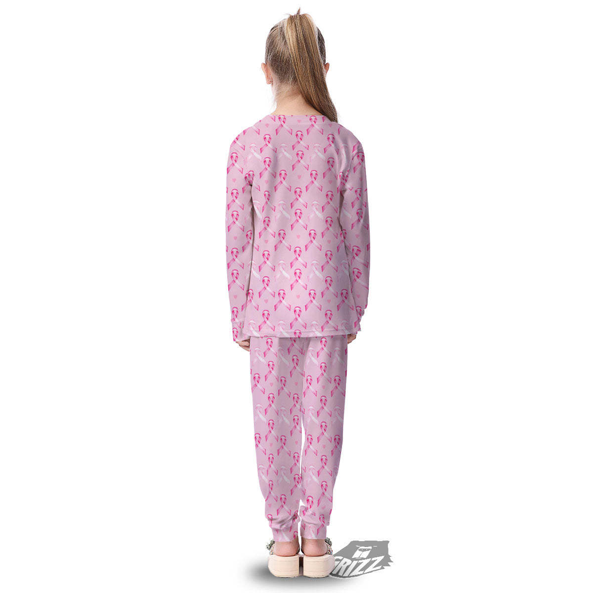 Breast Cancer Awareness Print Pattern Kid's Pajamas-grizzshop