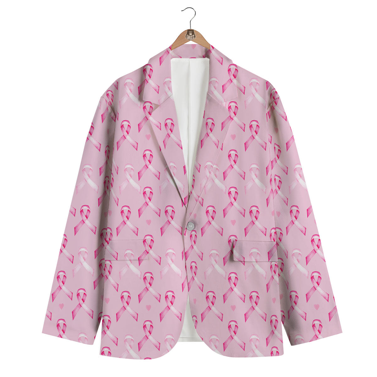 Breast Cancer Awareness Print Pattern Men's Blazer-grizzshop
