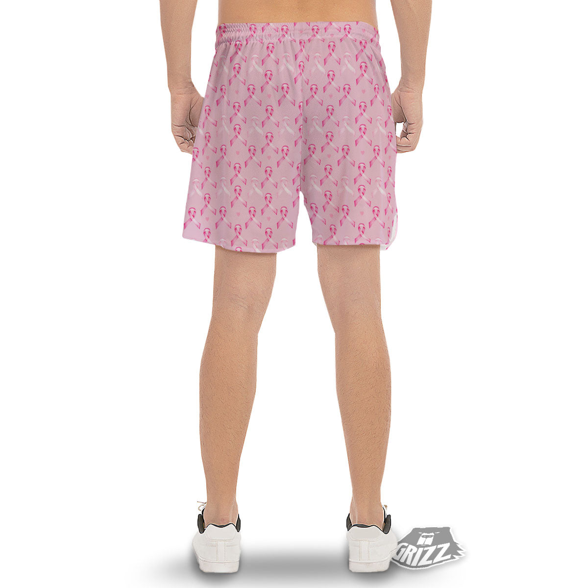 Breast Cancer Awareness Print Pattern Men's Gym Shorts-grizzshop