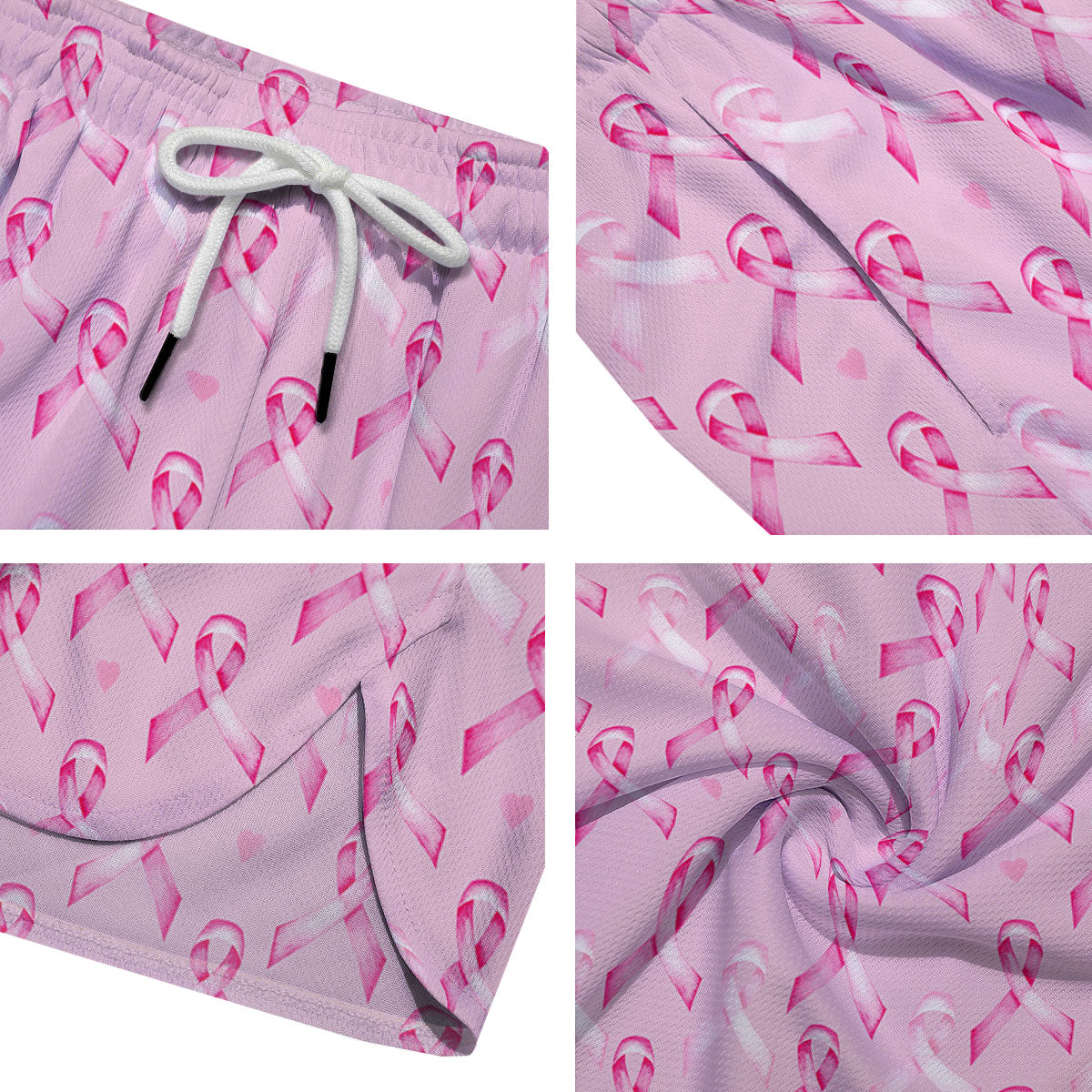 Breast Cancer Awareness Print Pattern Men's Running Shorts-grizzshop