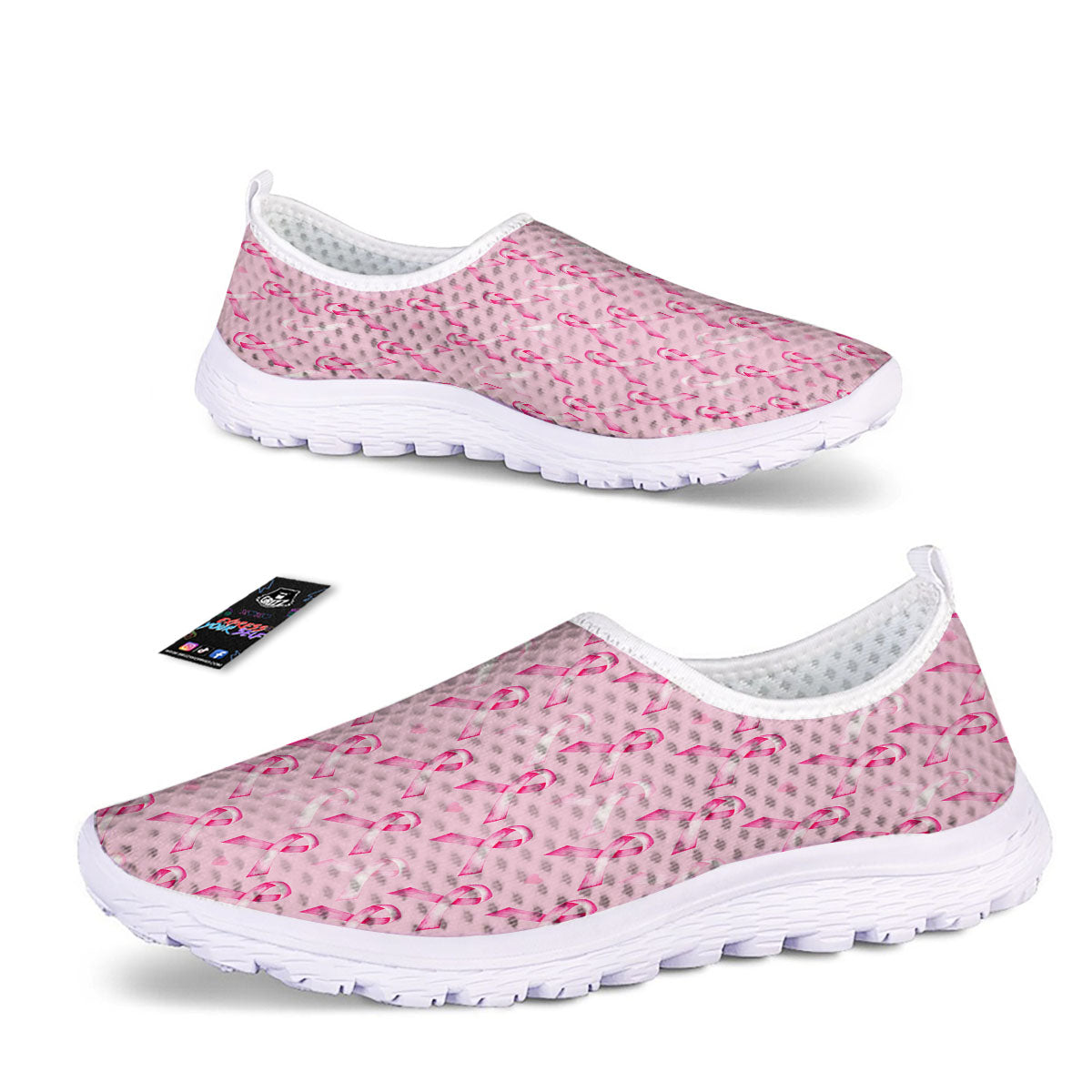 Breast Cancer Awareness Print Pattern Nurse Shoes-grizzshop