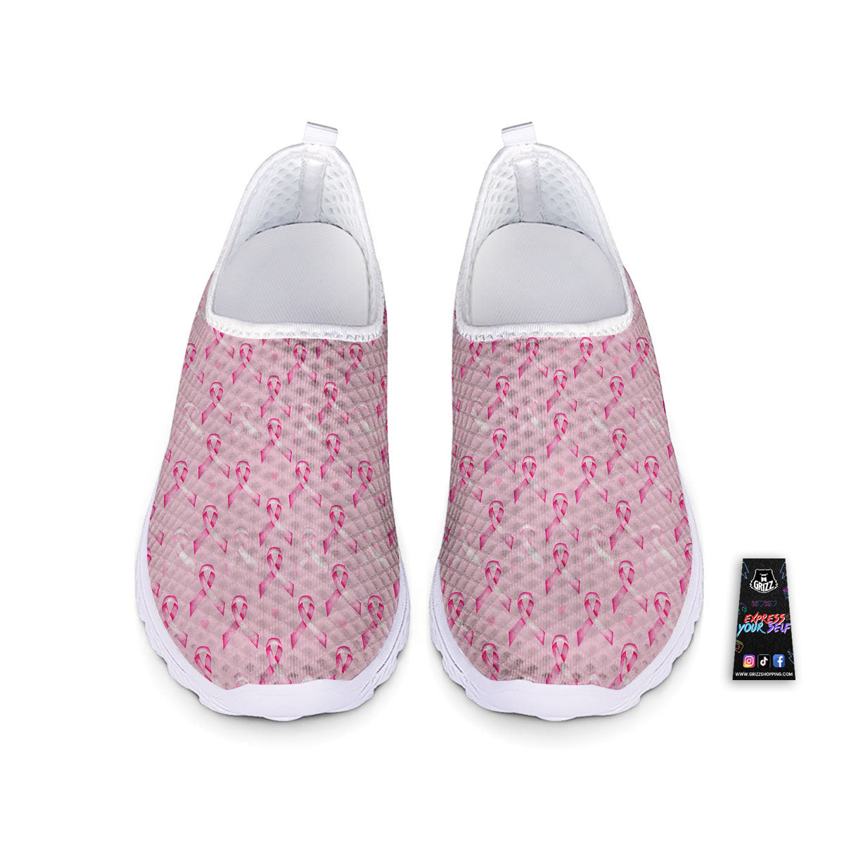 Breast Cancer Awareness Print Pattern Nurse Shoes-grizzshop