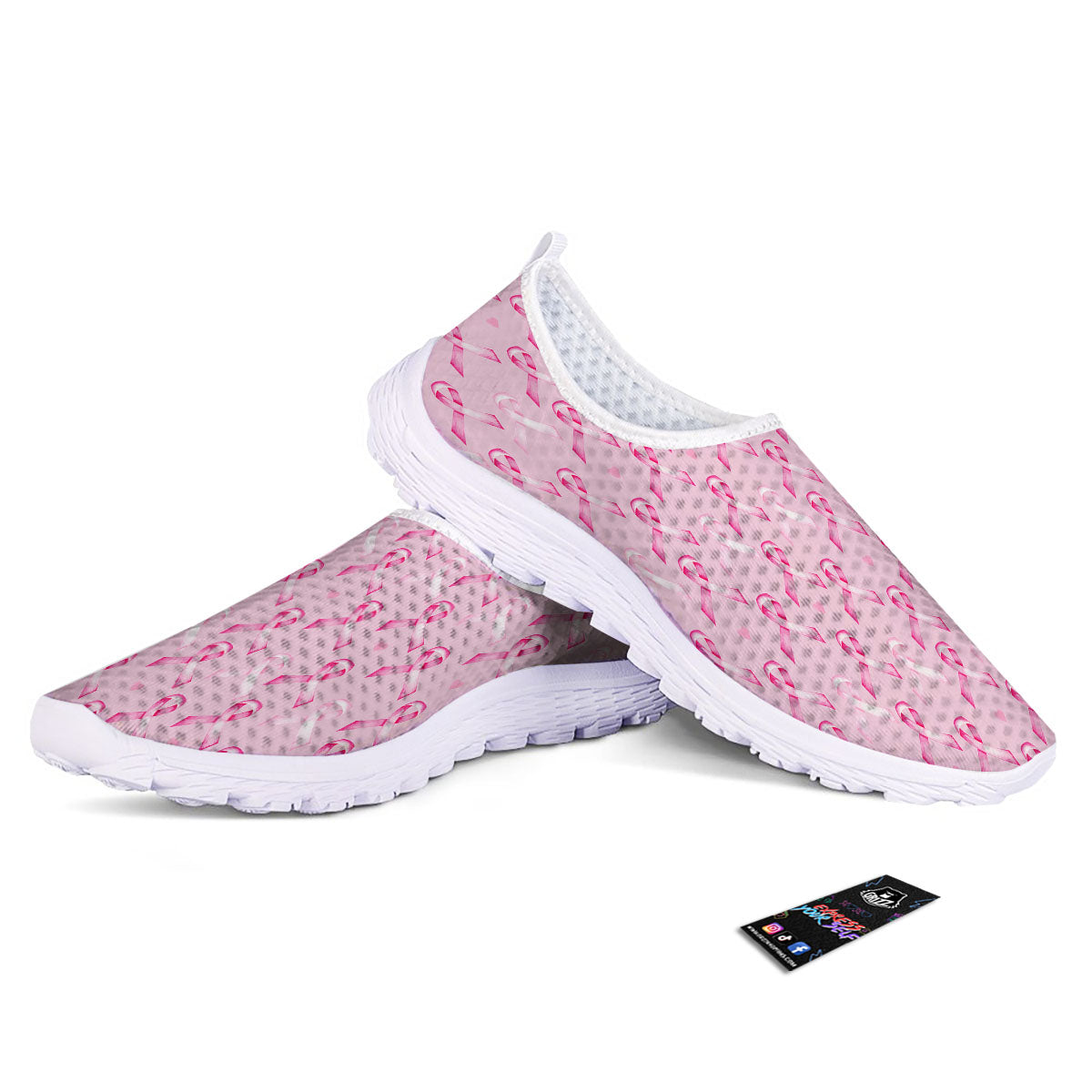 Breast Cancer Awareness Print Pattern Nurse Shoes-grizzshop