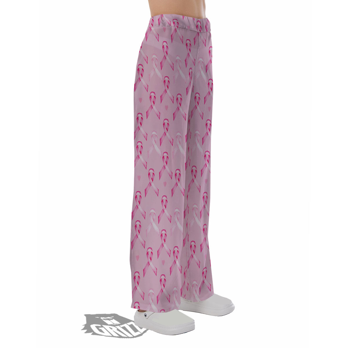 Breast Cancer Awareness Print Pattern Pajama Pants-grizzshop