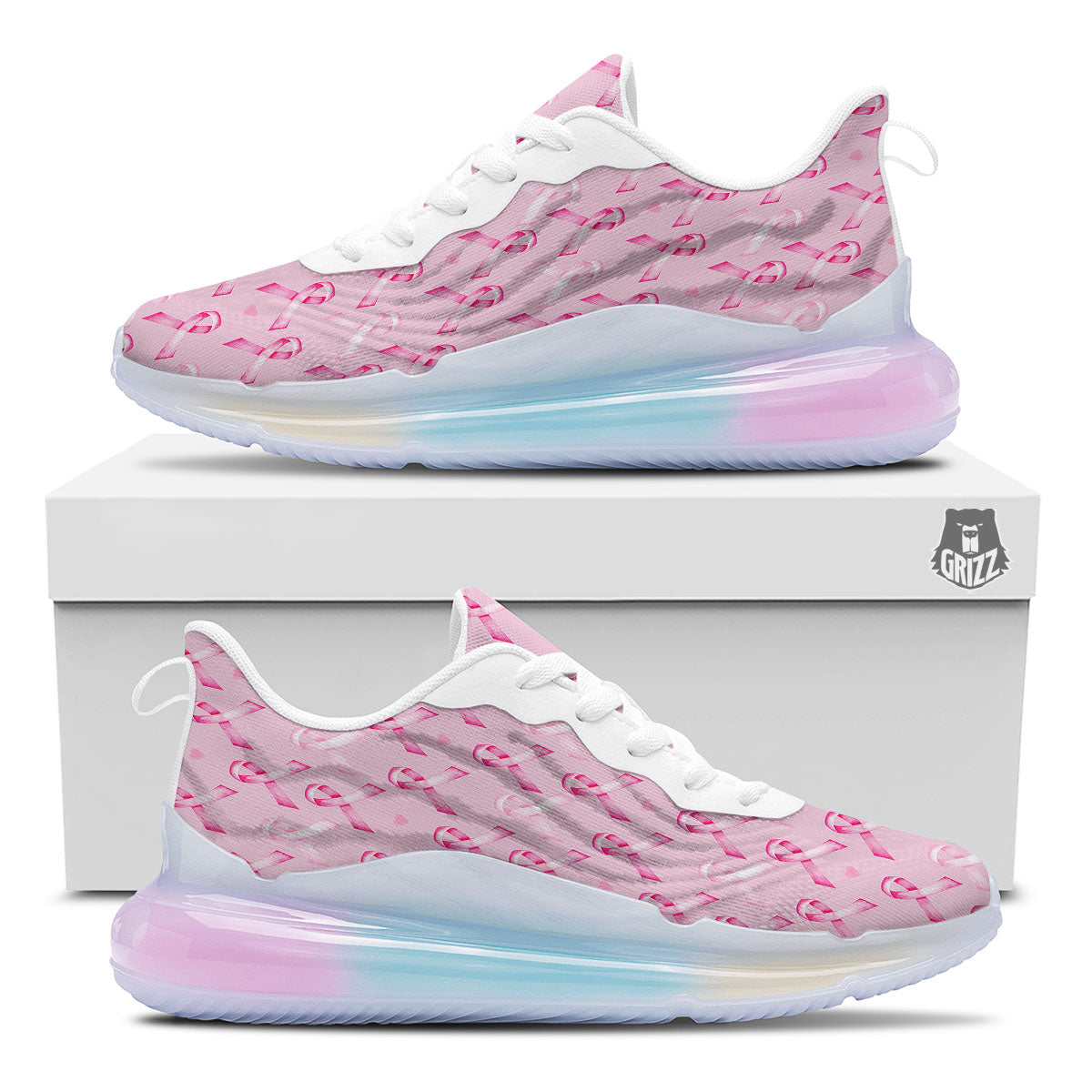 Breast Cancer Awareness Print Pattern Running Sneakers-grizzshop