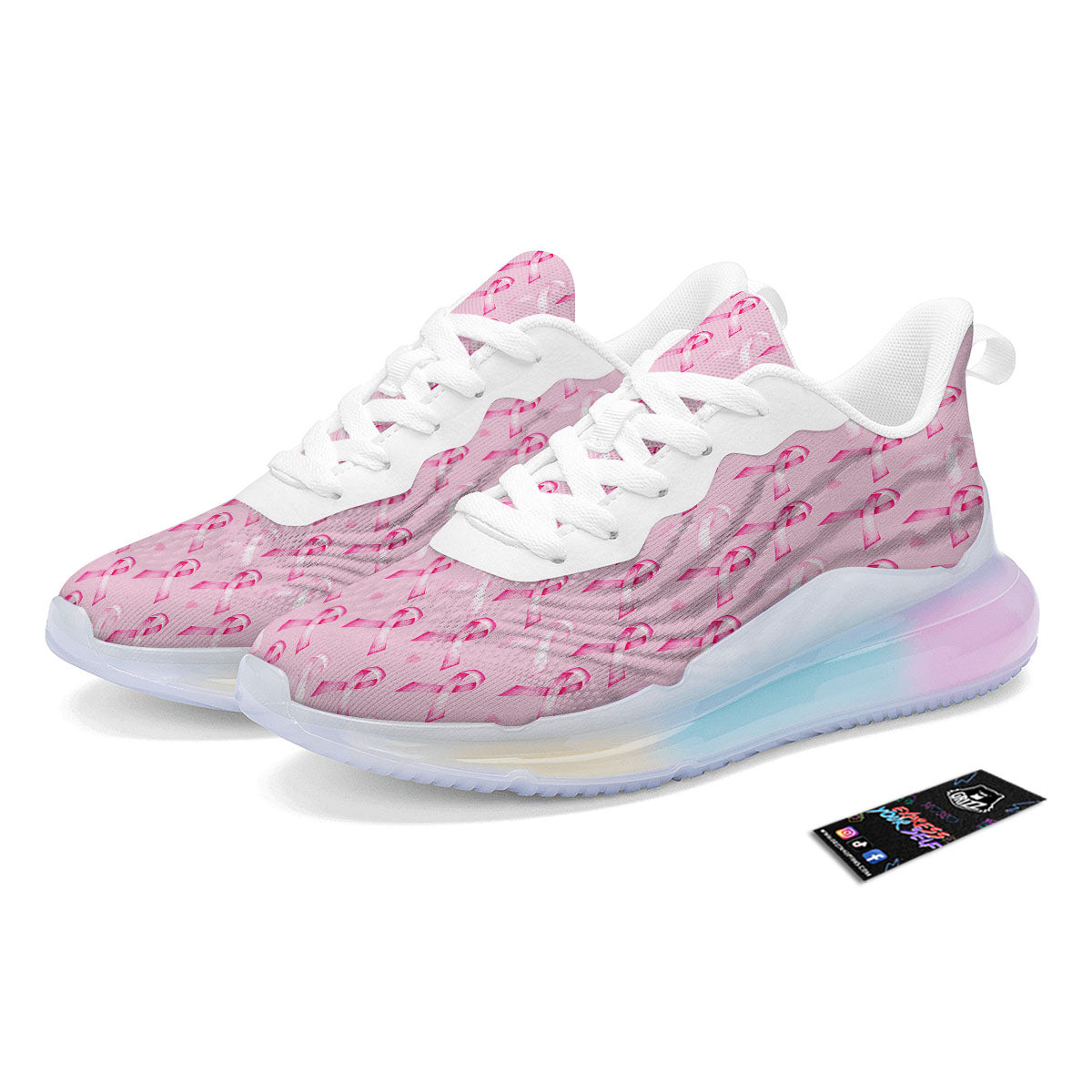 Breast Cancer Awareness Print Pattern Running Sneakers-grizzshop