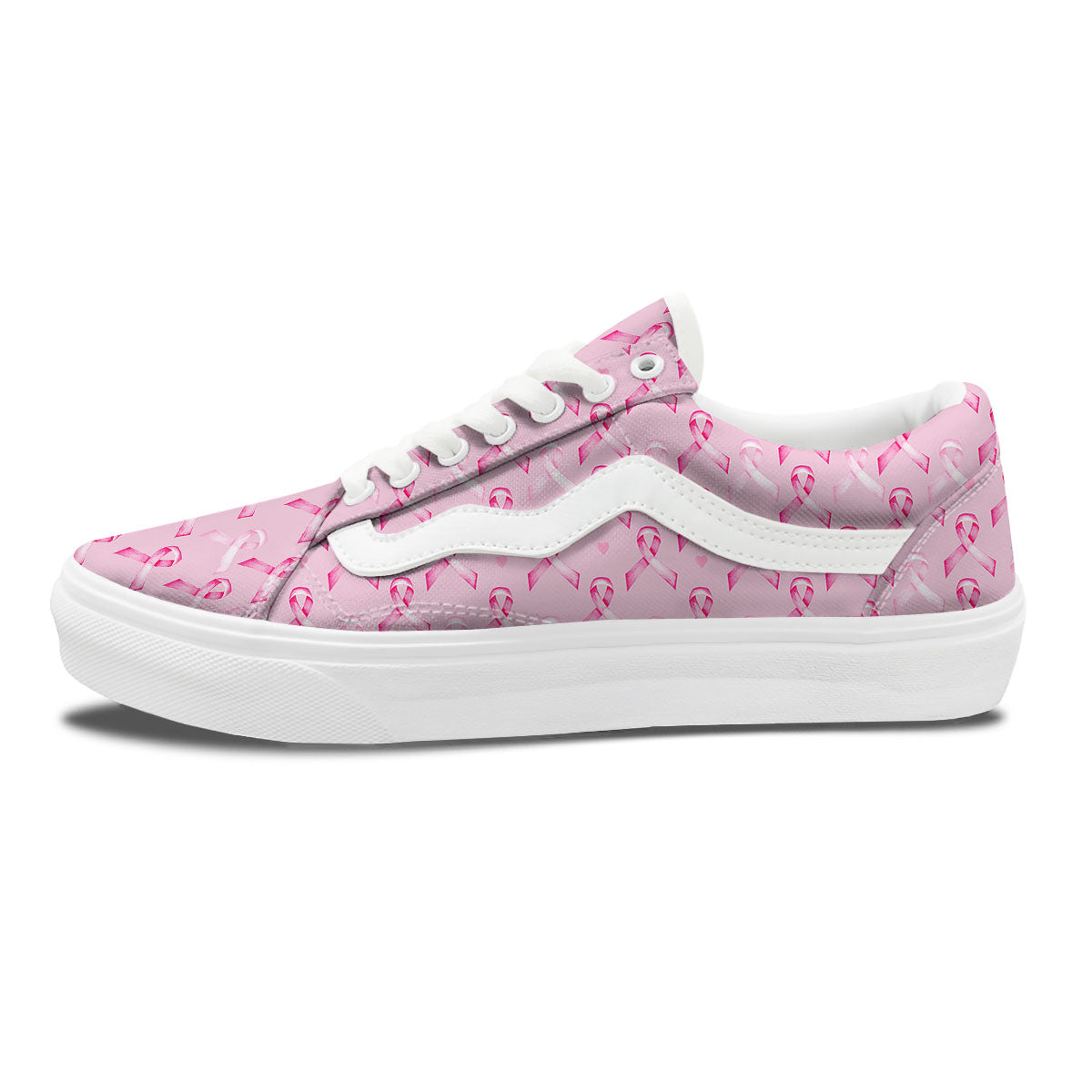 Breast Cancer Awareness Print Pattern Skate Shoes-grizzshop