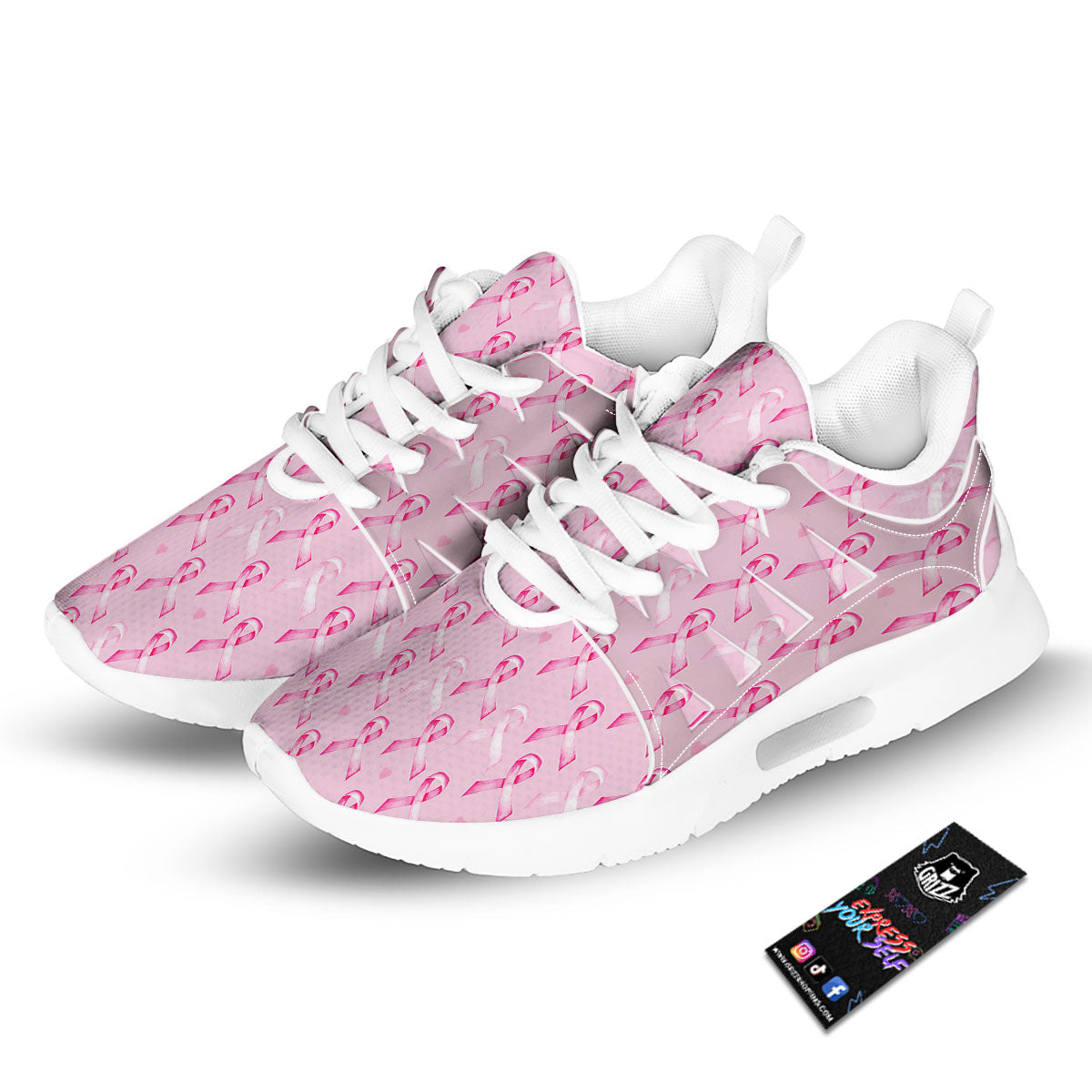 Breast Cancer Awareness Print Pattern Tennis Shoes-grizzshop