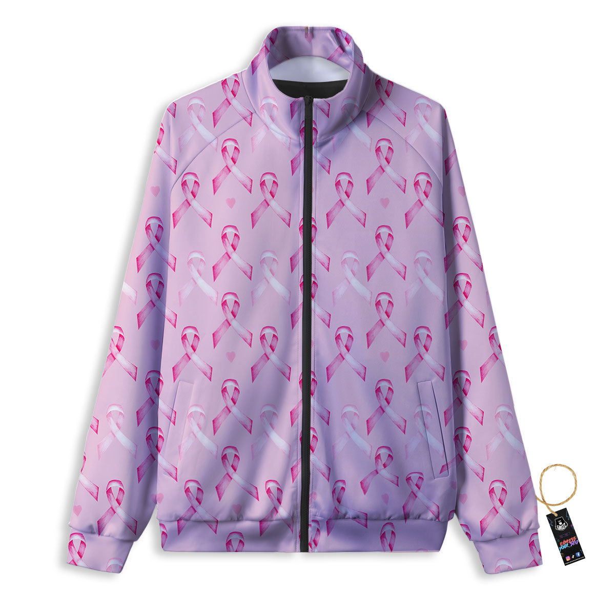 Breast Cancer Awareness Print Pattern Track Jacket-grizzshop