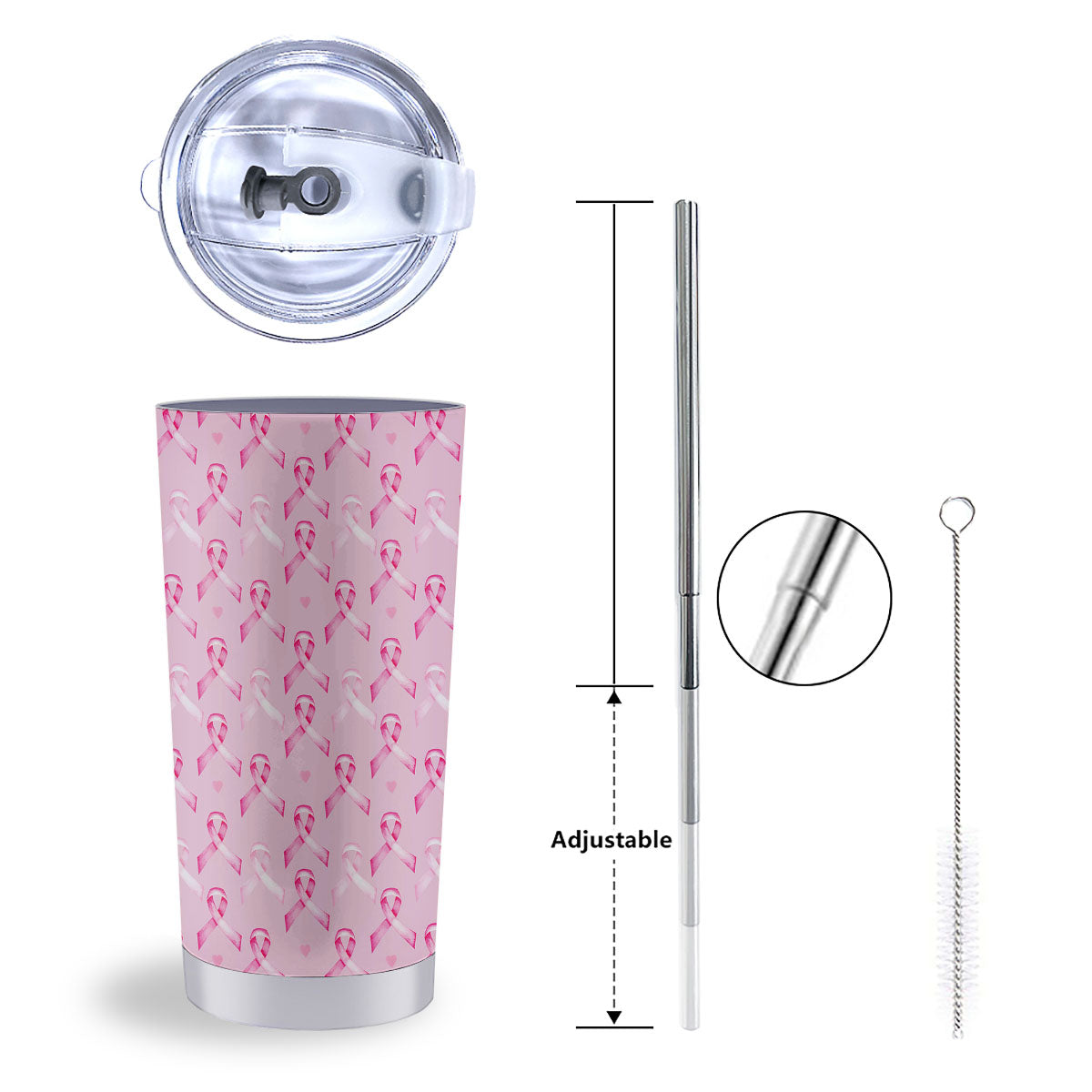 Breast Cancer Awareness Print Pattern Tumbler-grizzshop