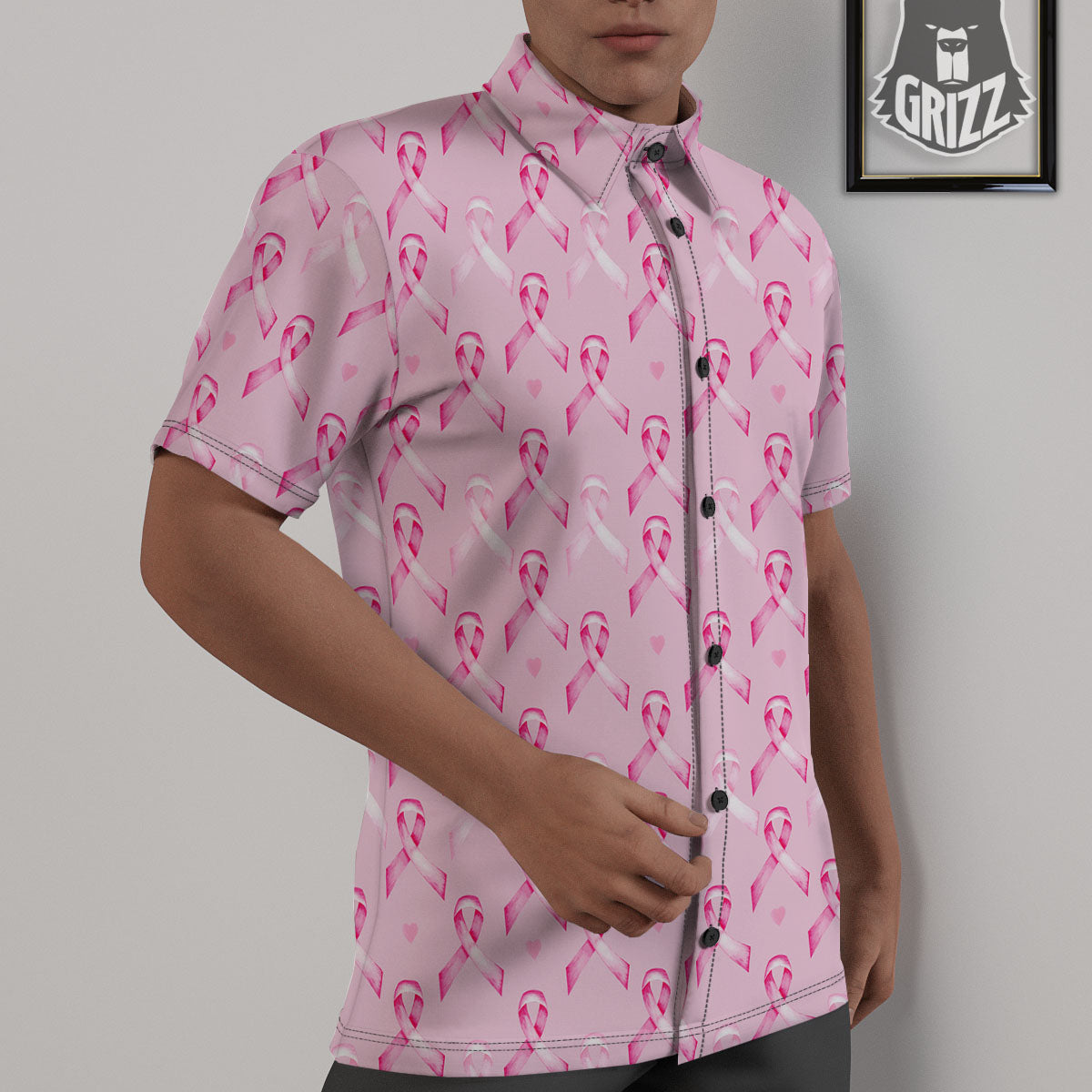 Breast Cancer Awareness Print Pattern Untucked Shirts-grizzshop
