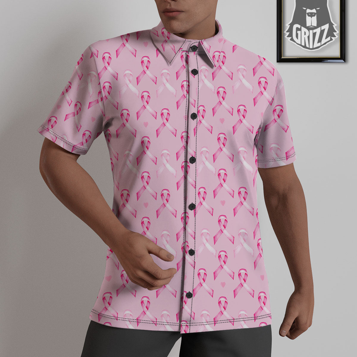 Breast Cancer Awareness Print Pattern Untucked Shirts-grizzshop