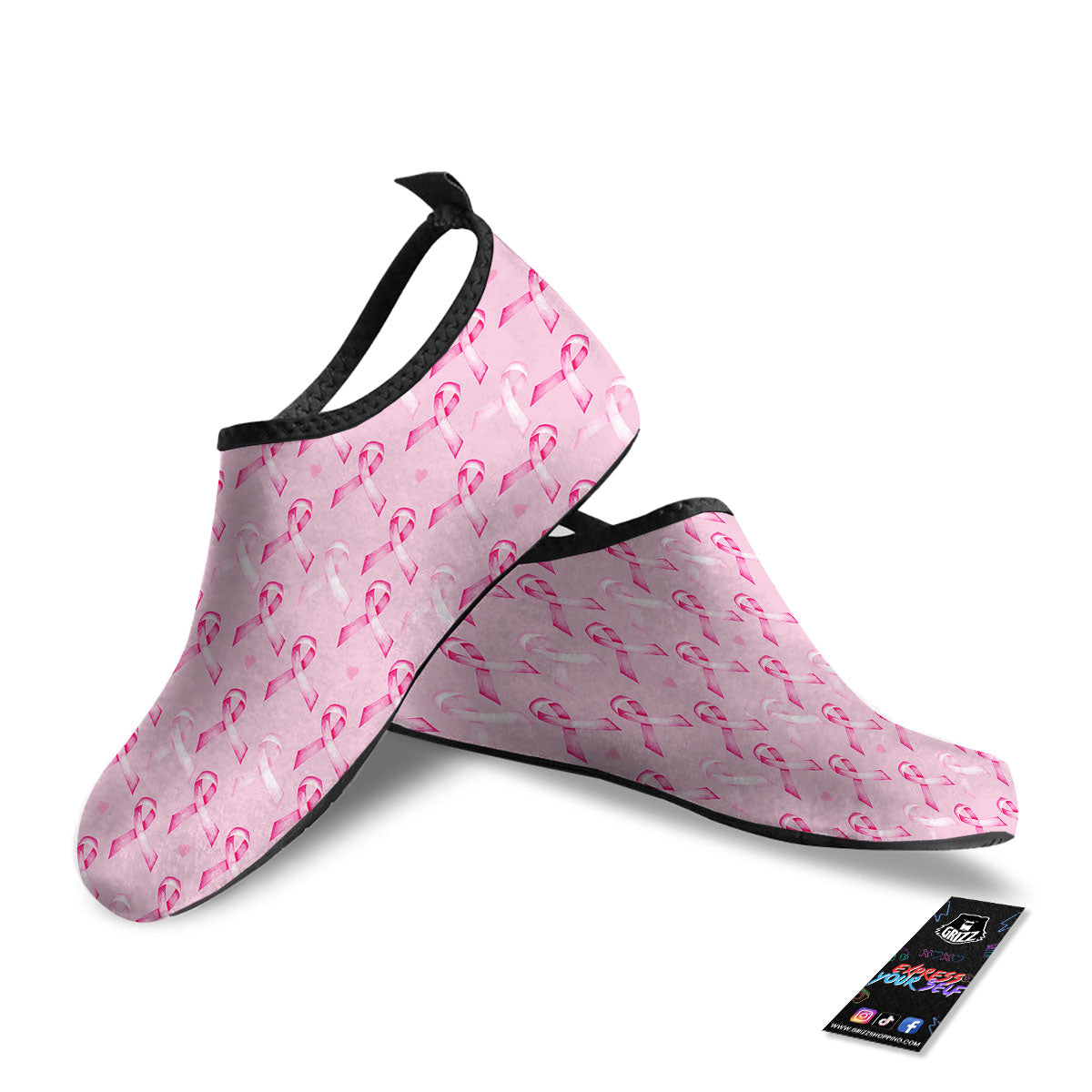 Breast Cancer Awareness Print Pattern Water Shoes-grizzshop