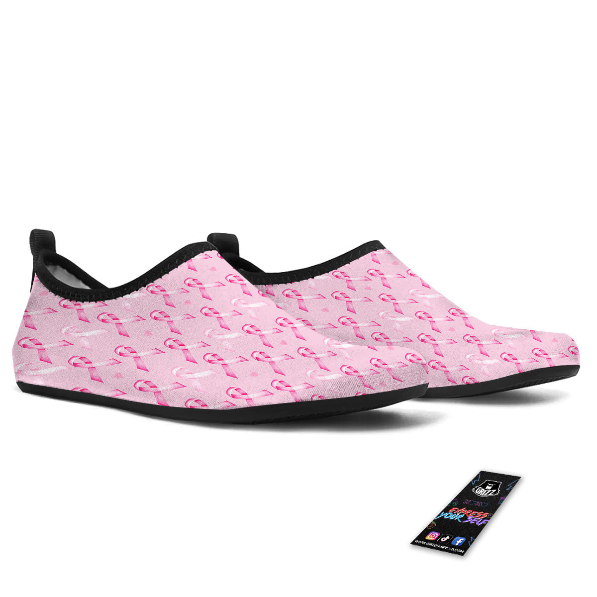 Breast Cancer Awareness Print Pattern Water Shoes-grizzshop