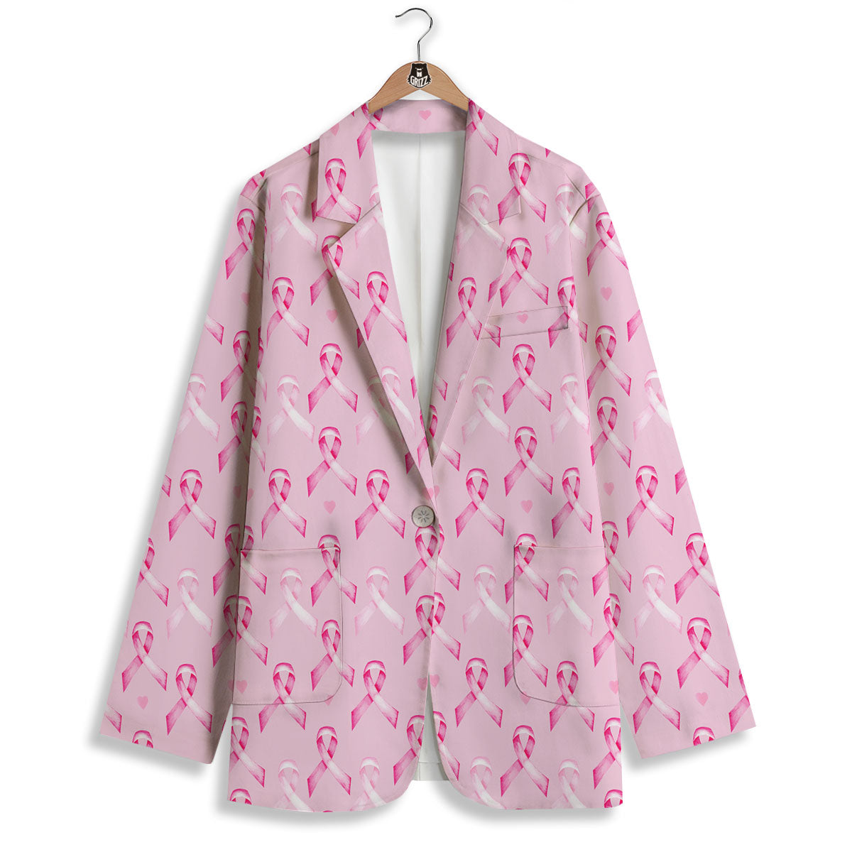 Breast Cancer Awareness Print Pattern Women's Blazer-grizzshop