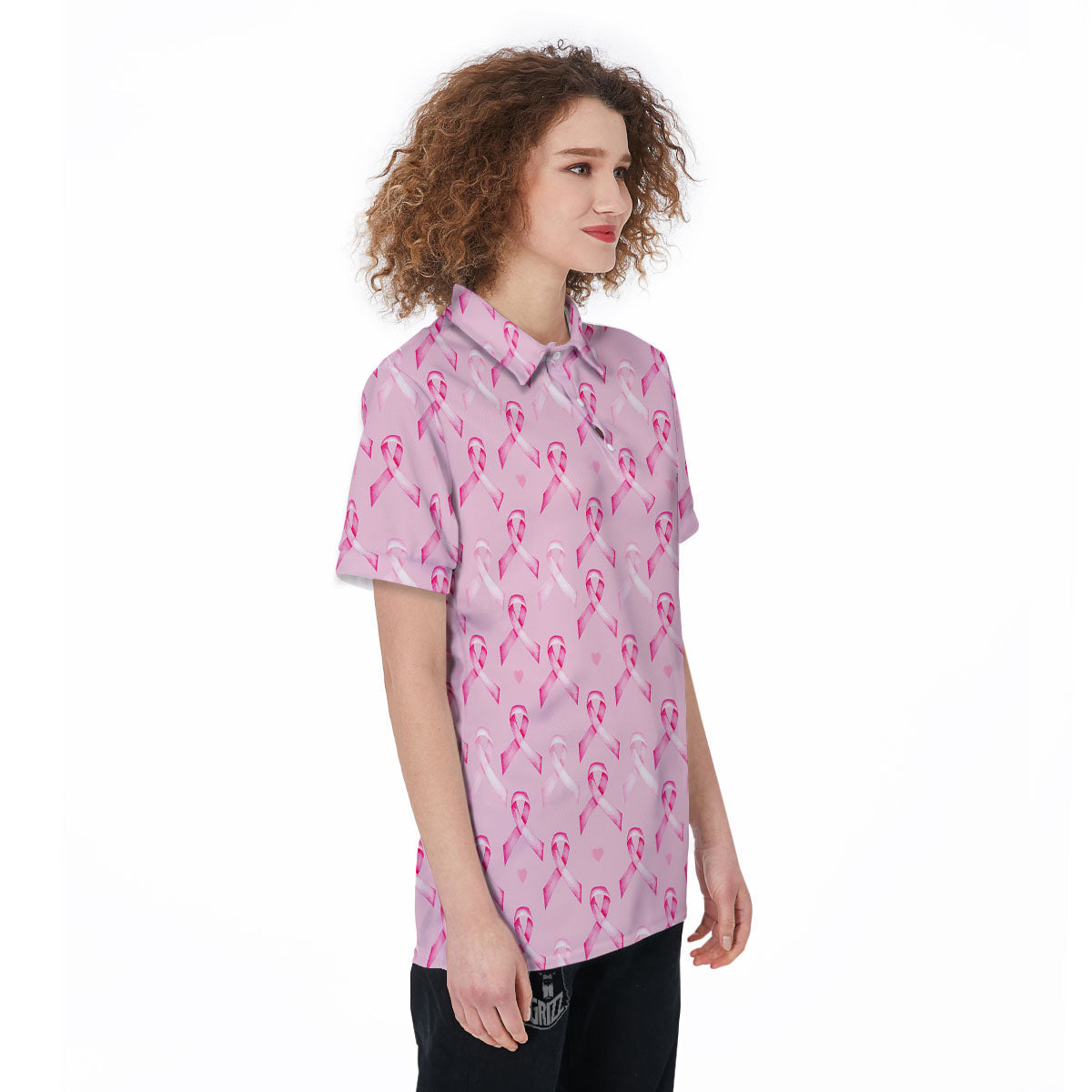 Breast Cancer Awareness Print Pattern Women's Golf Shirts-grizzshop
