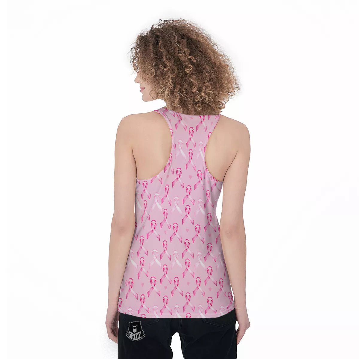 Breast Cancer Awareness Print Pattern Women's Racerback Tank Top-grizzshop