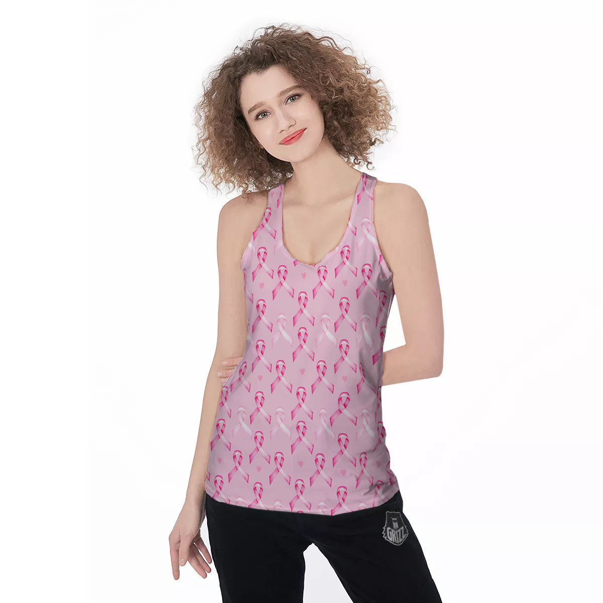 Breast Cancer Awareness Print Pattern Women's Racerback Tank Top-grizzshop