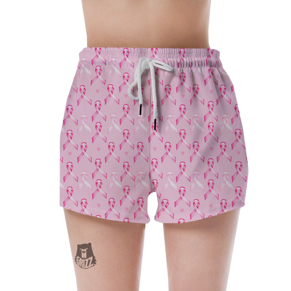 Breast Cancer Awareness Print Pattern Women's Shorts-grizzshop