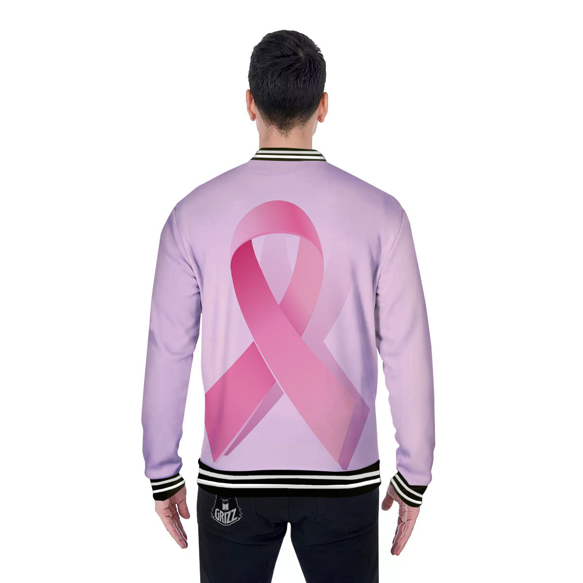 Breast Cancer Awareness Ribbon Print Baseball Jacket-grizzshop