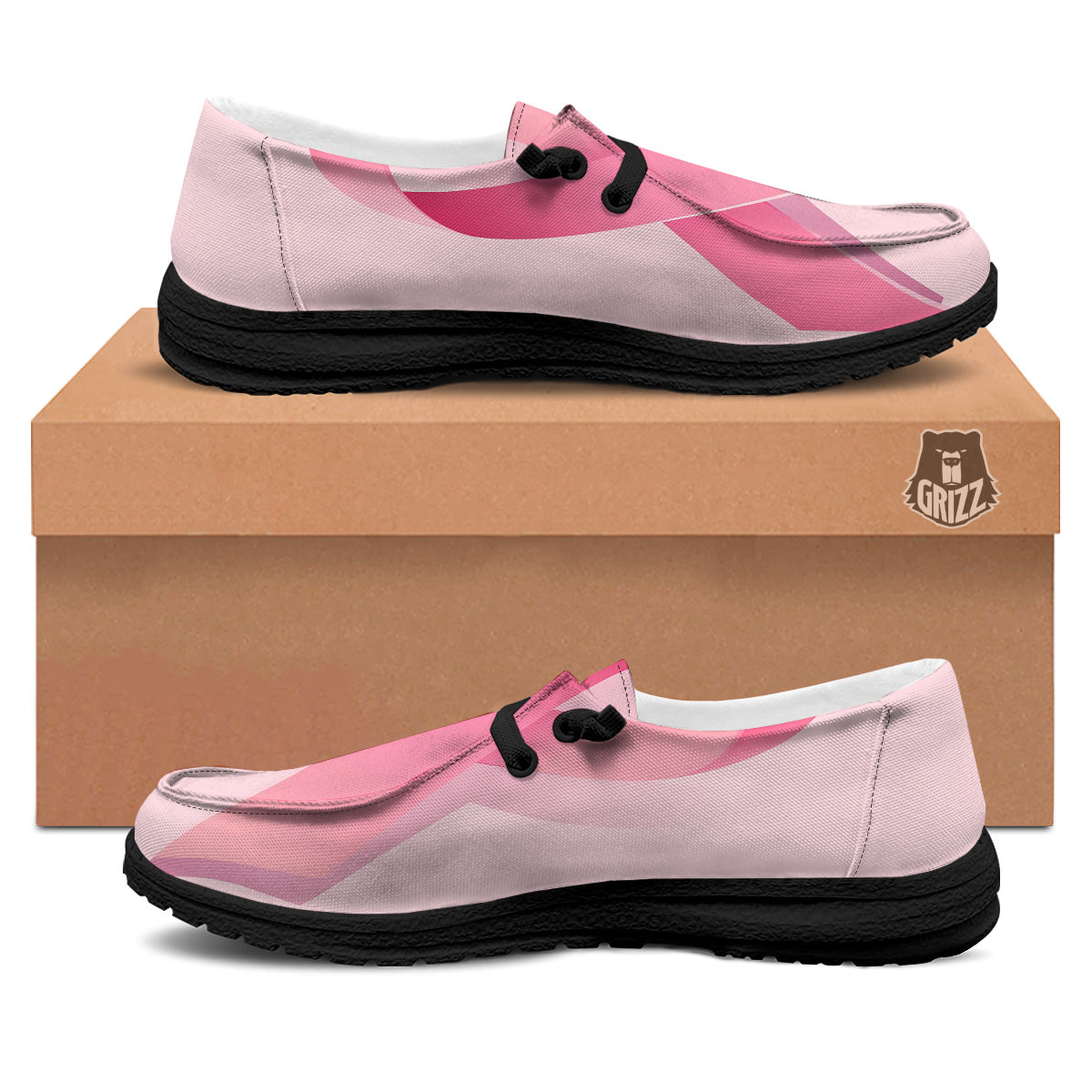 Breast Cancer Awareness Ribbon Print Black Loafers-grizzshop