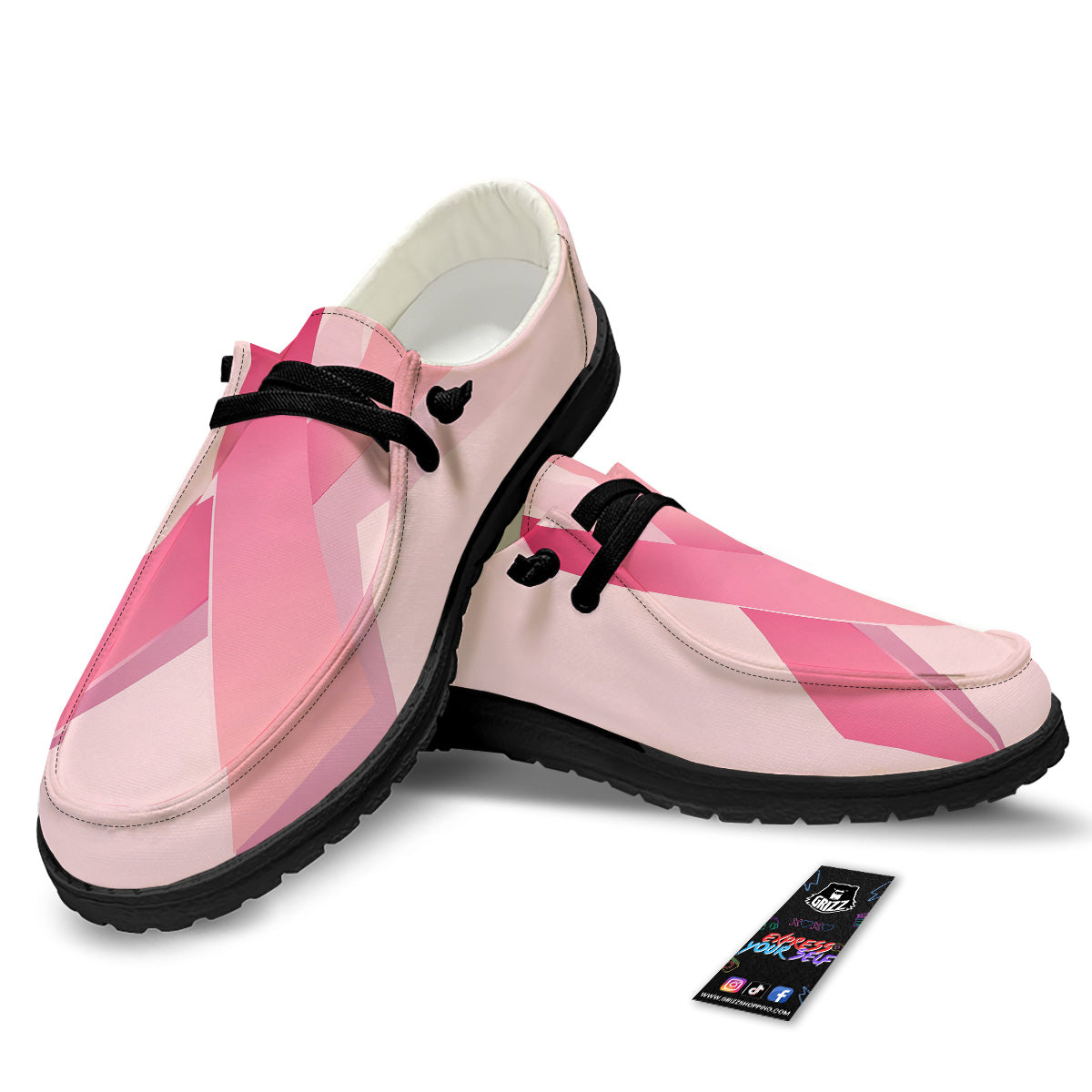 Breast Cancer Awareness Ribbon Print Black Loafers-grizzshop