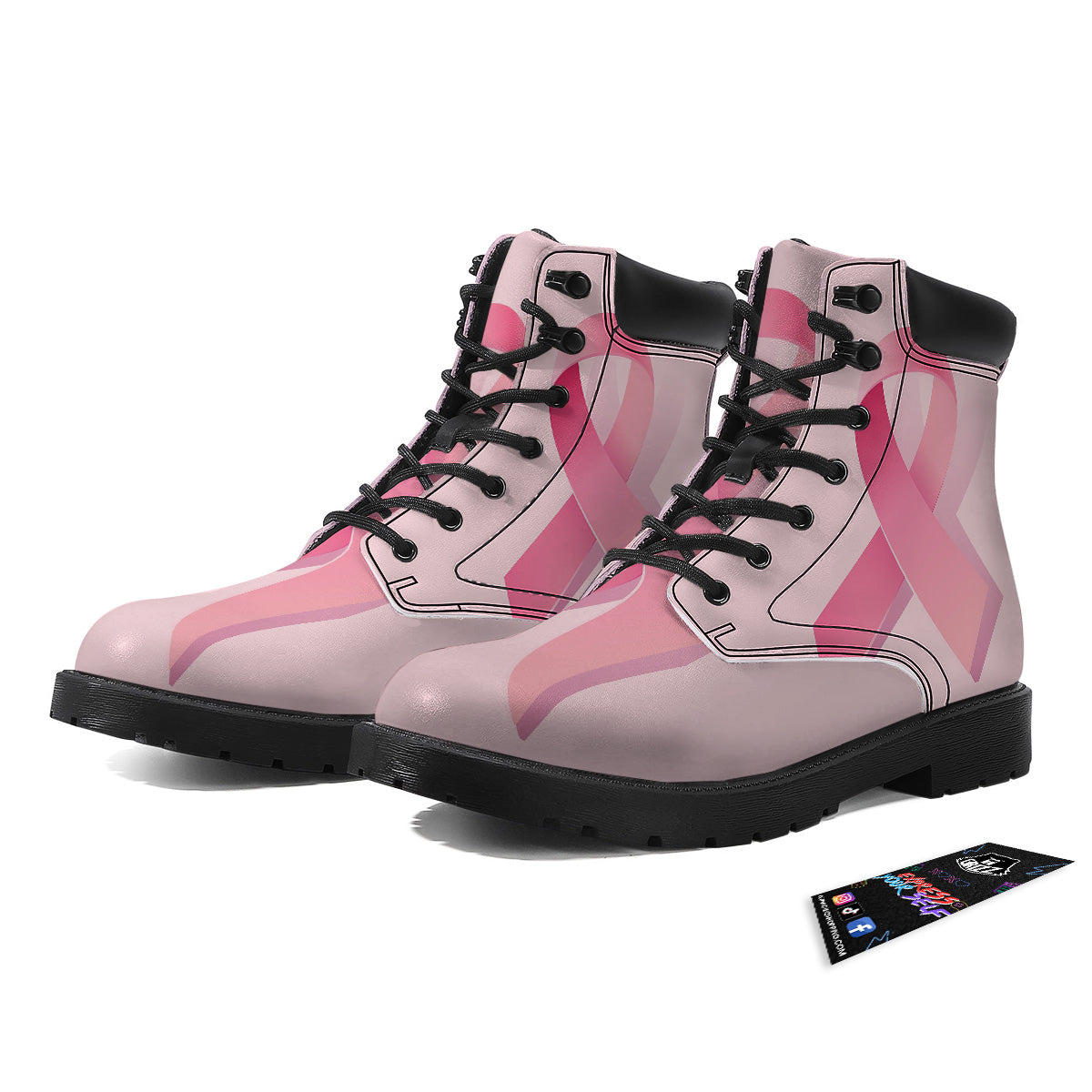 Breast Cancer Awareness Ribbon Print Boots-grizzshop