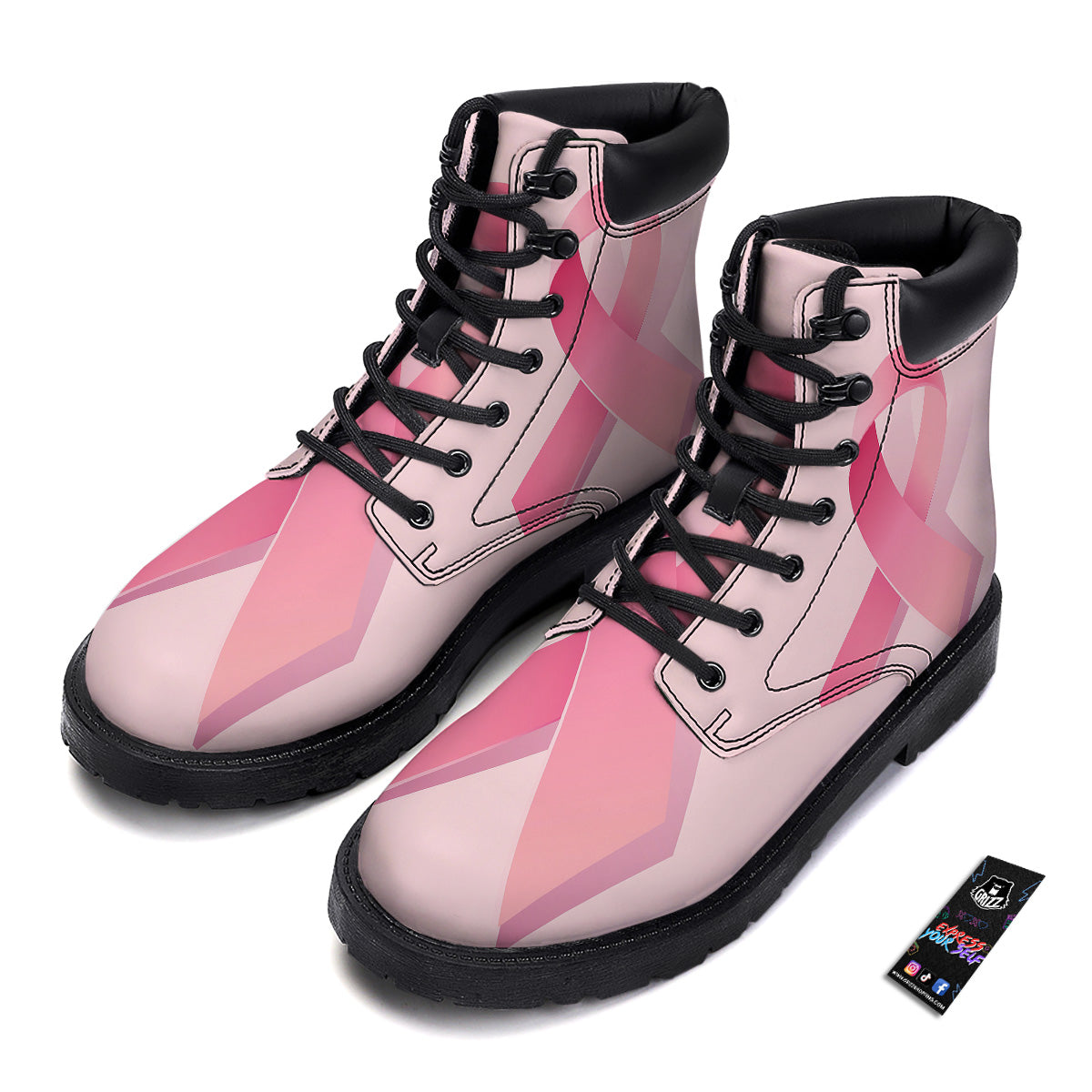 Breast Cancer Awareness Ribbon Print Boots-grizzshop