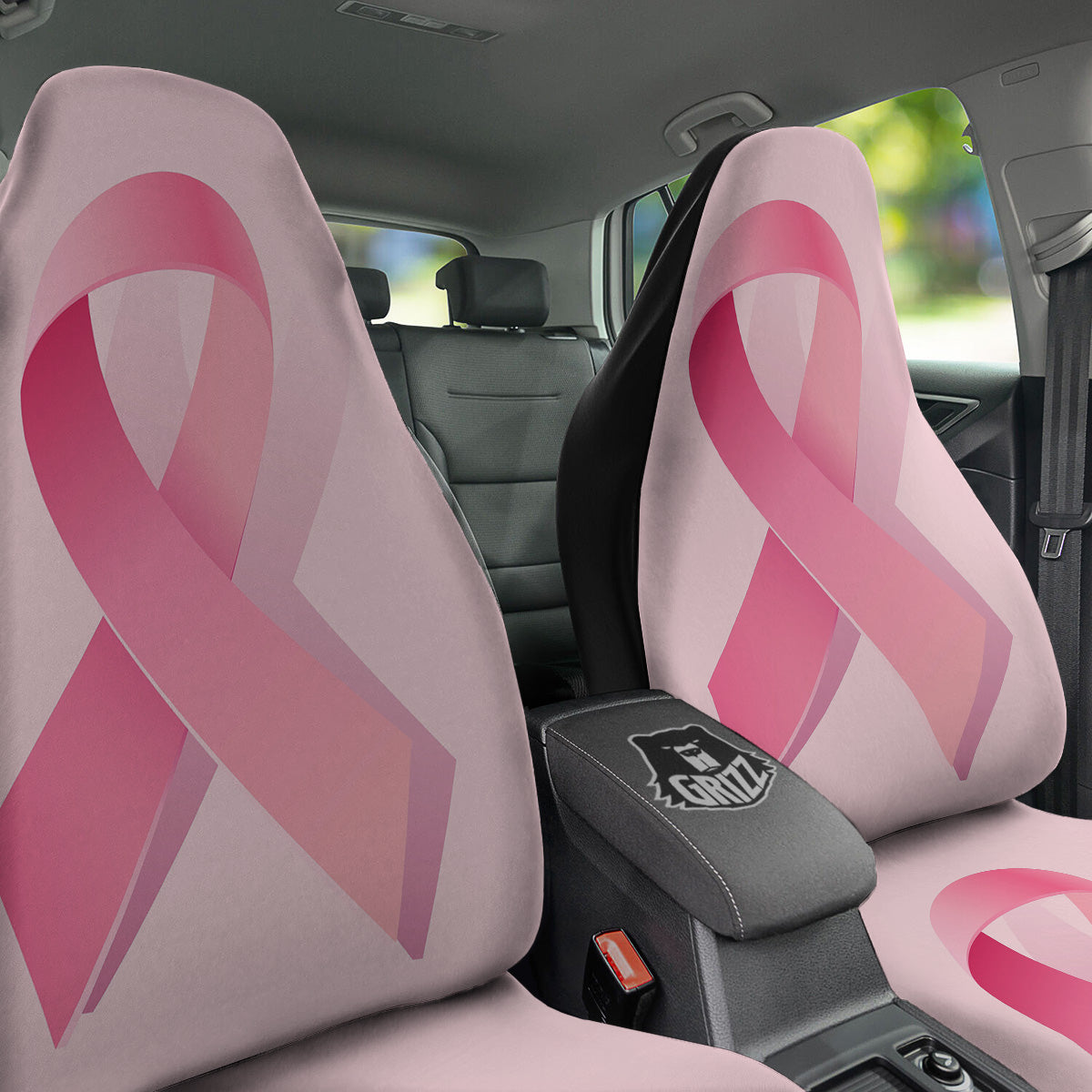 Breast Cancer Awareness Ribbon Print Car Seat Covers-grizzshop