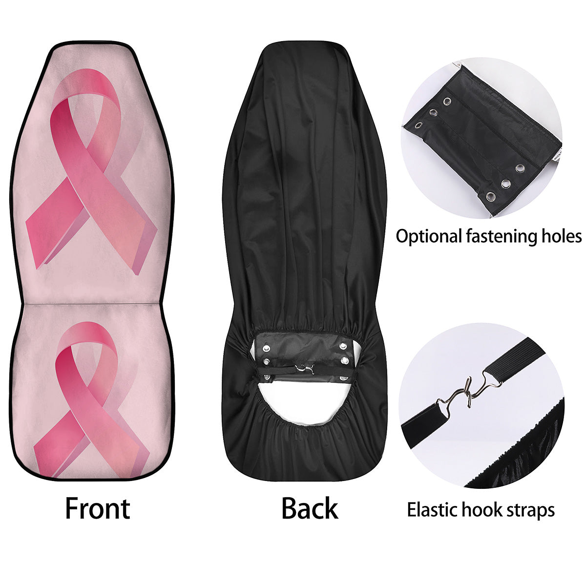 Breast Cancer Awareness Ribbon Print Car Seat Covers-grizzshop