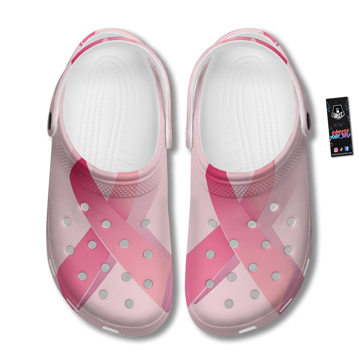 Breast Cancer Awareness Ribbon Print Clog-grizzshop