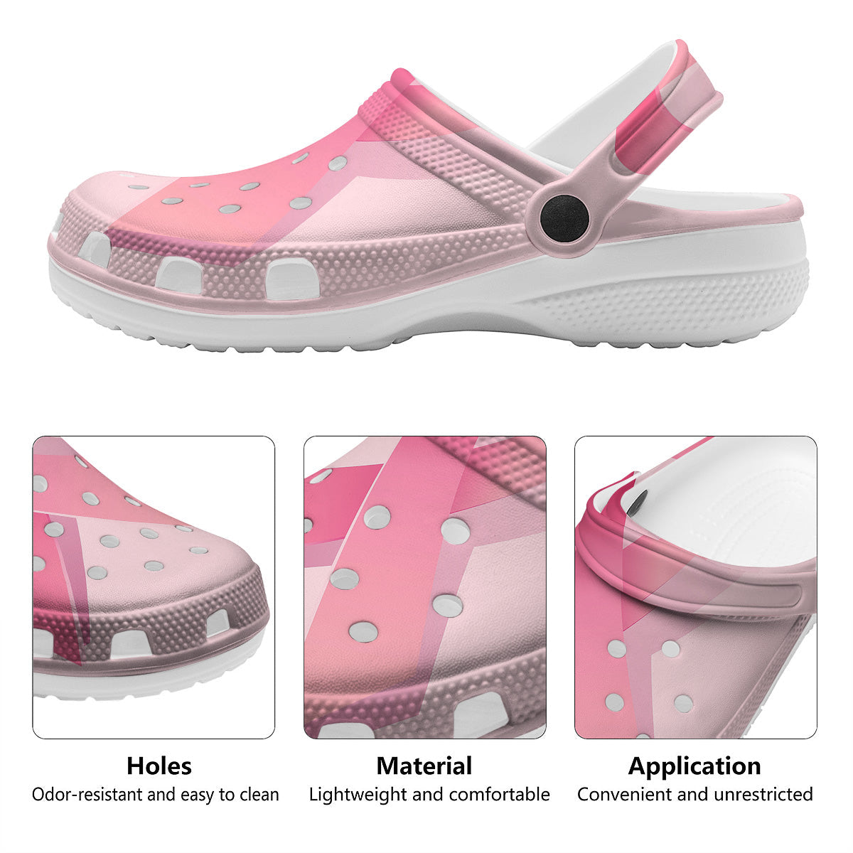 Breast Cancer Awareness Ribbon Print Clog-grizzshop