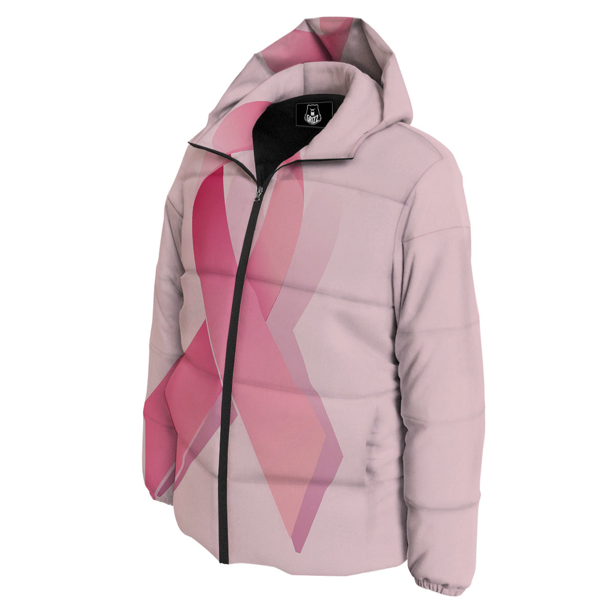 Breast Cancer Awareness Ribbon Print Down Jacket-grizzshop