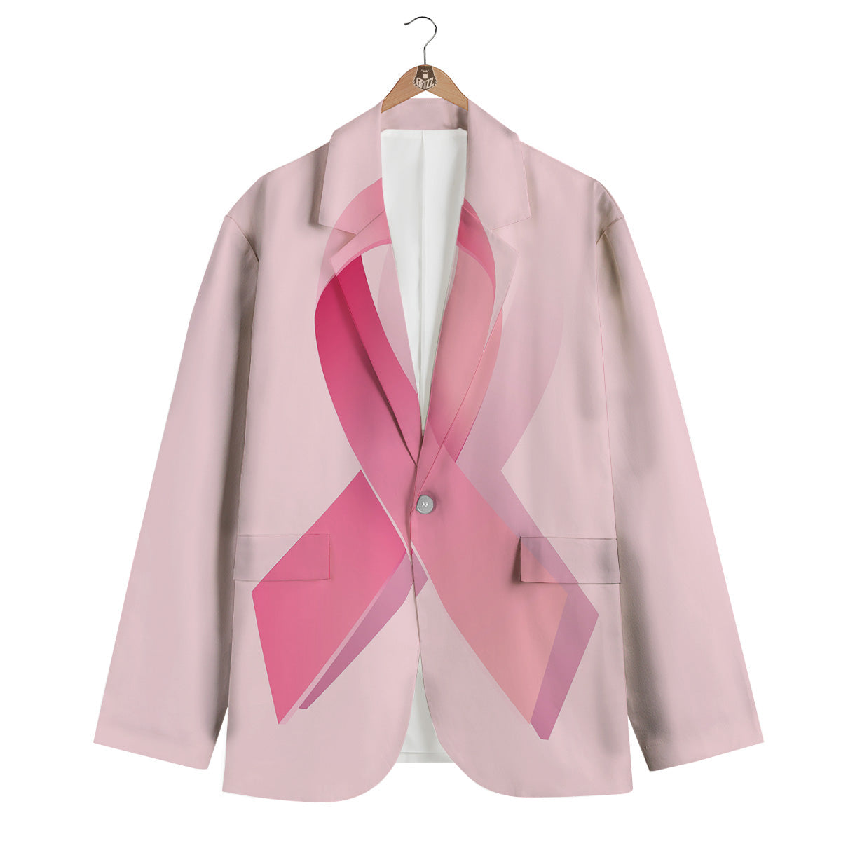 Breast Cancer Awareness Ribbon Print Men's Blazer-grizzshop