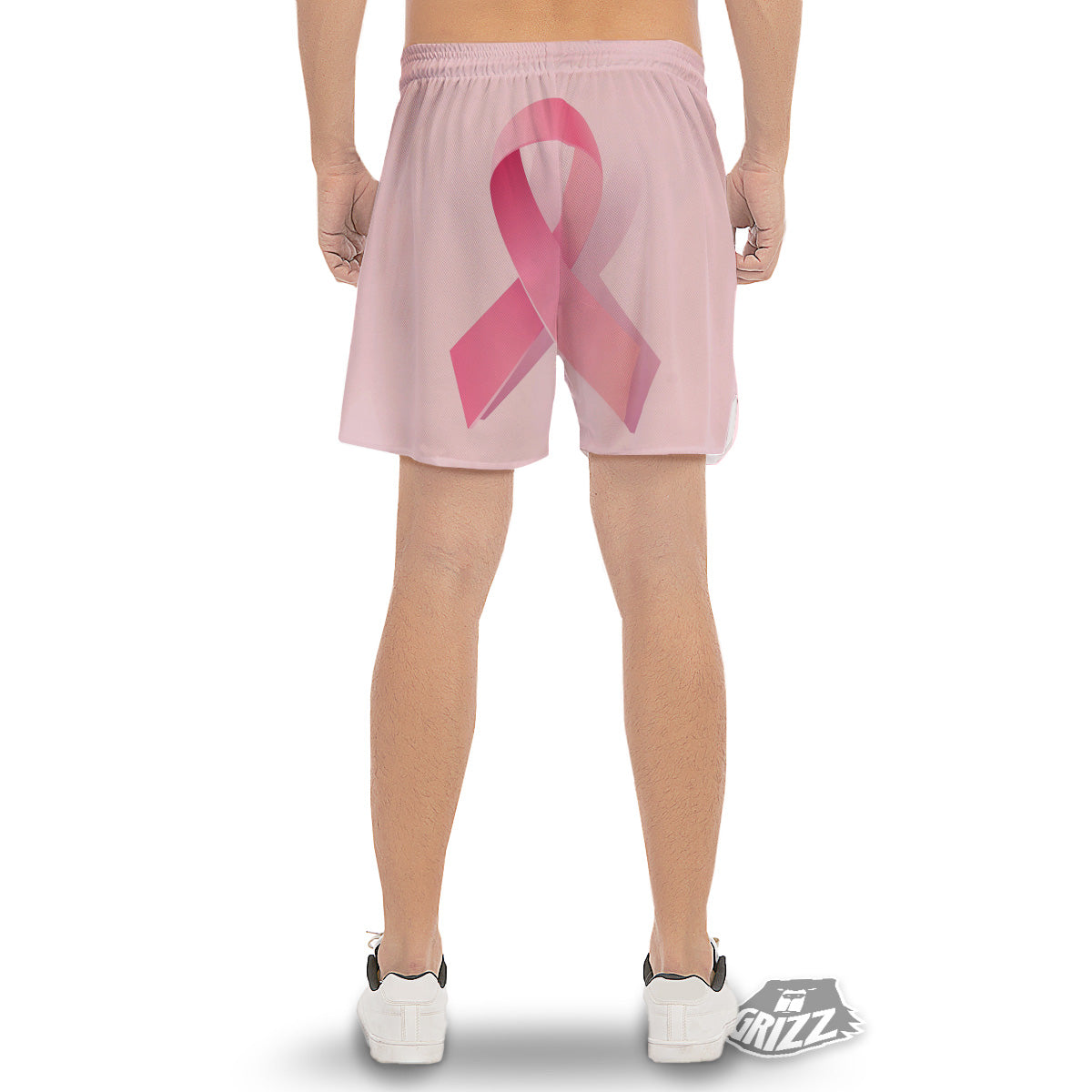 Breast Cancer Awareness Ribbon Print Men's Gym Shorts-grizzshop