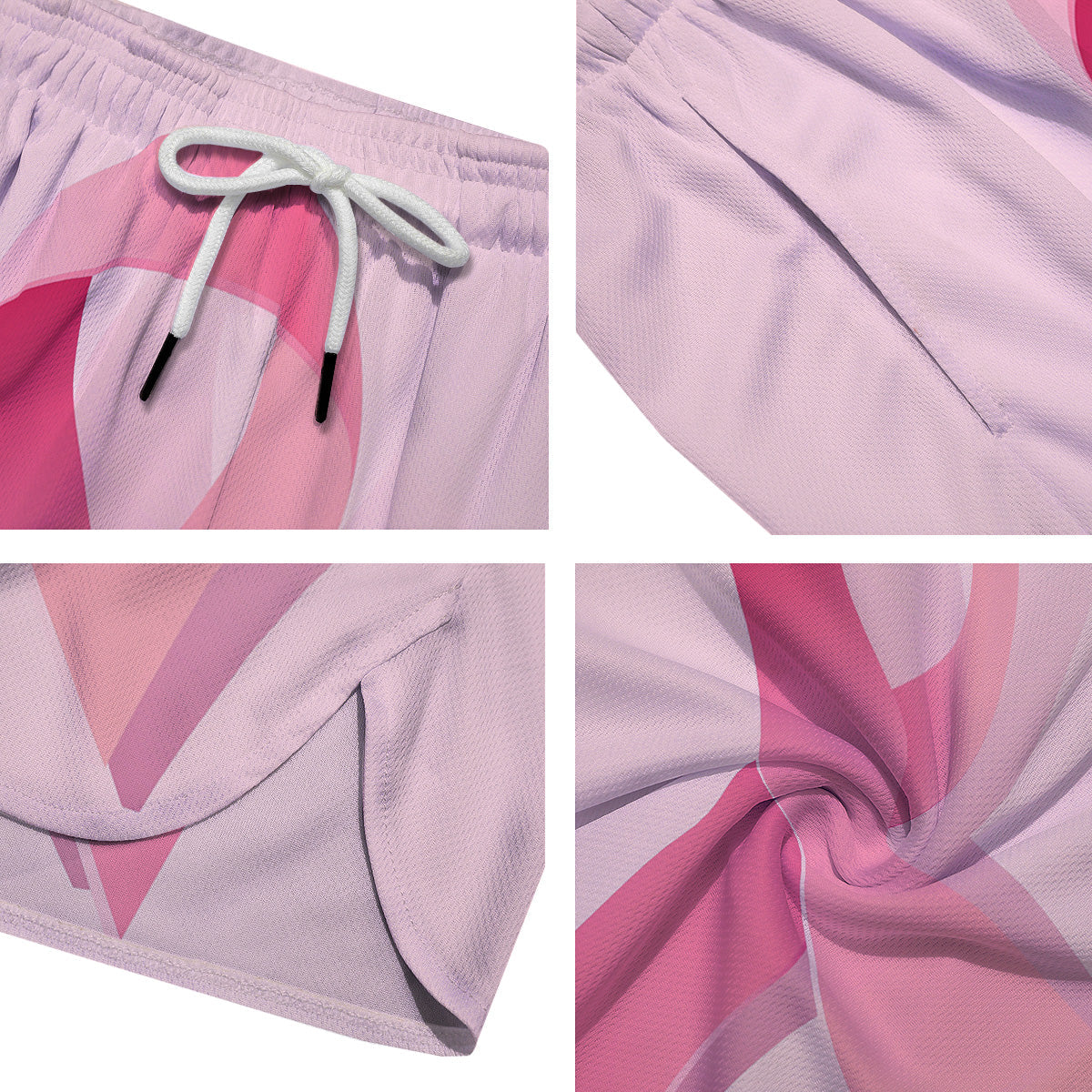 Breast Cancer Awareness Ribbon Print Men's Running Shorts-grizzshop